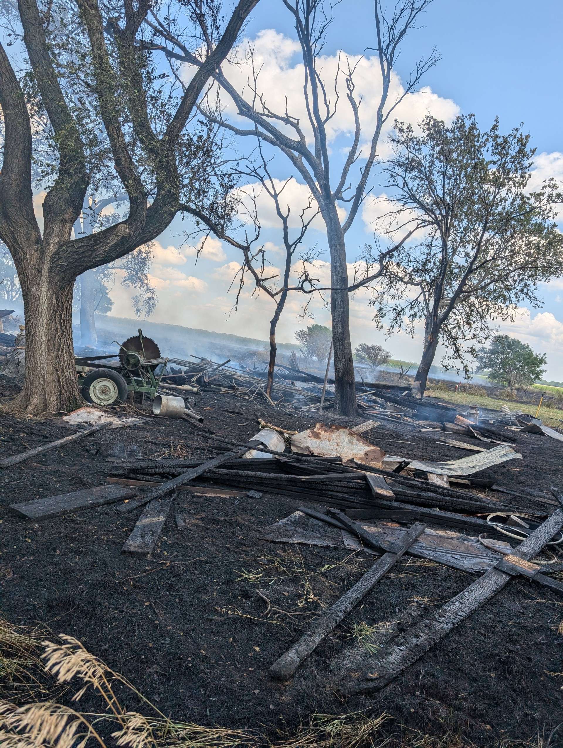 Barn completely consumed after fire on 3008 N Gypsum Valley; photo Saline County Sheriff's Office.