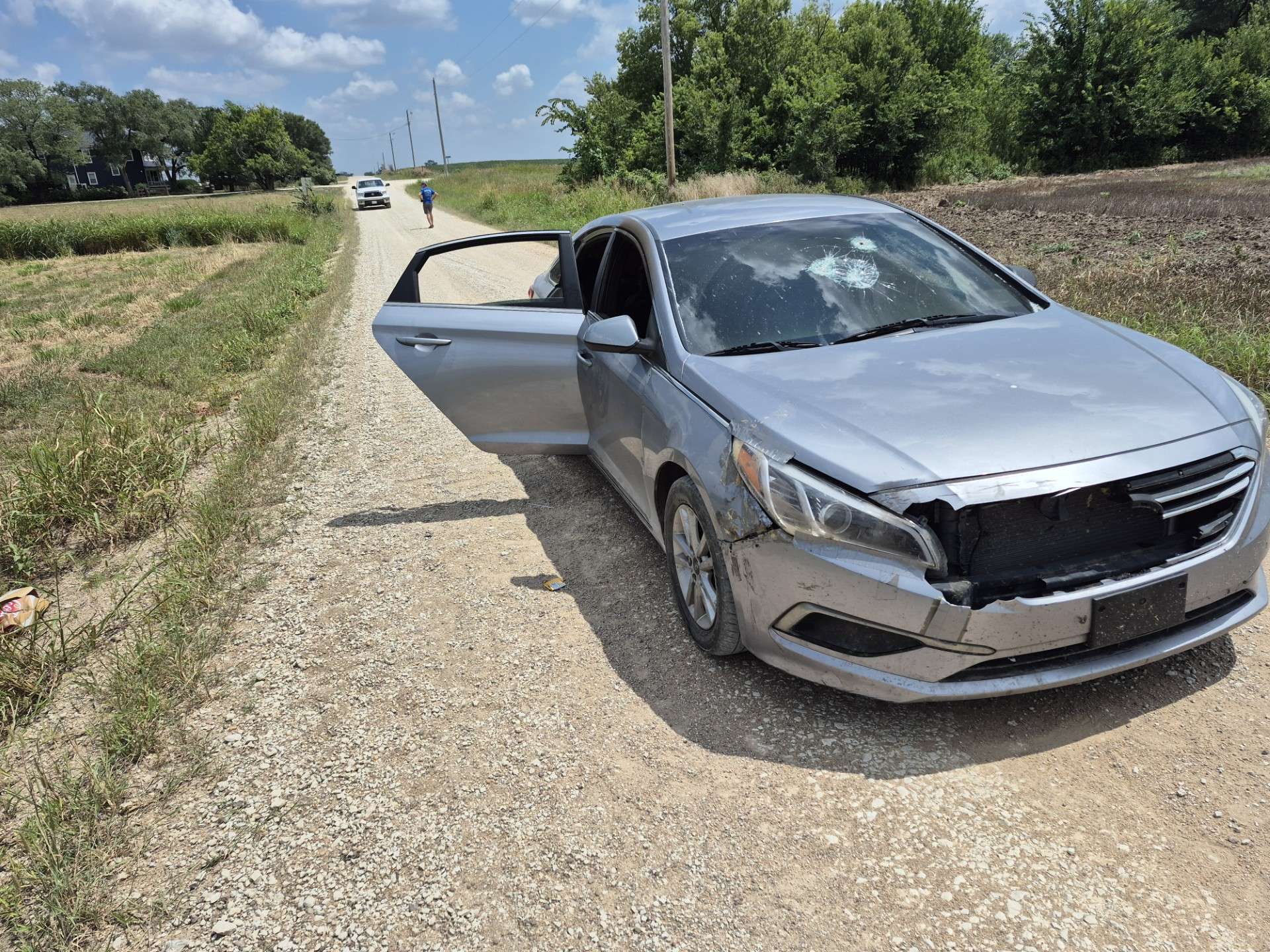 Abandoned 2016 Hyundai Sonata in the middle of the road on the 4500 block of E North St.; photo courtesy of the Saline County Sheriff's Office
