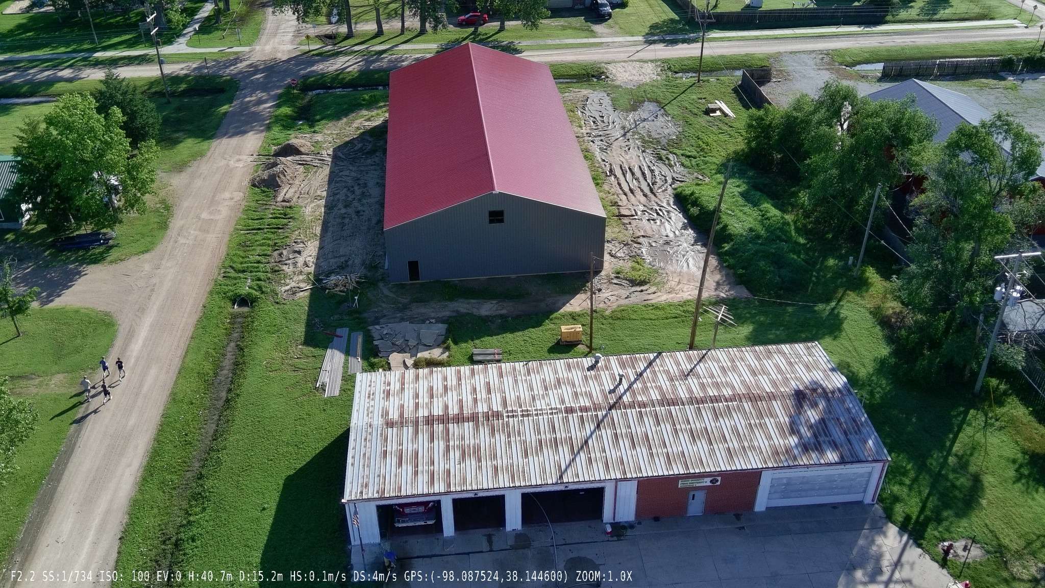 Reno County Fire district # 3 old Station #1 in Nickerson with the new station currently being built in the back ground. (Photo courtesy Reno County Fire District 3). 