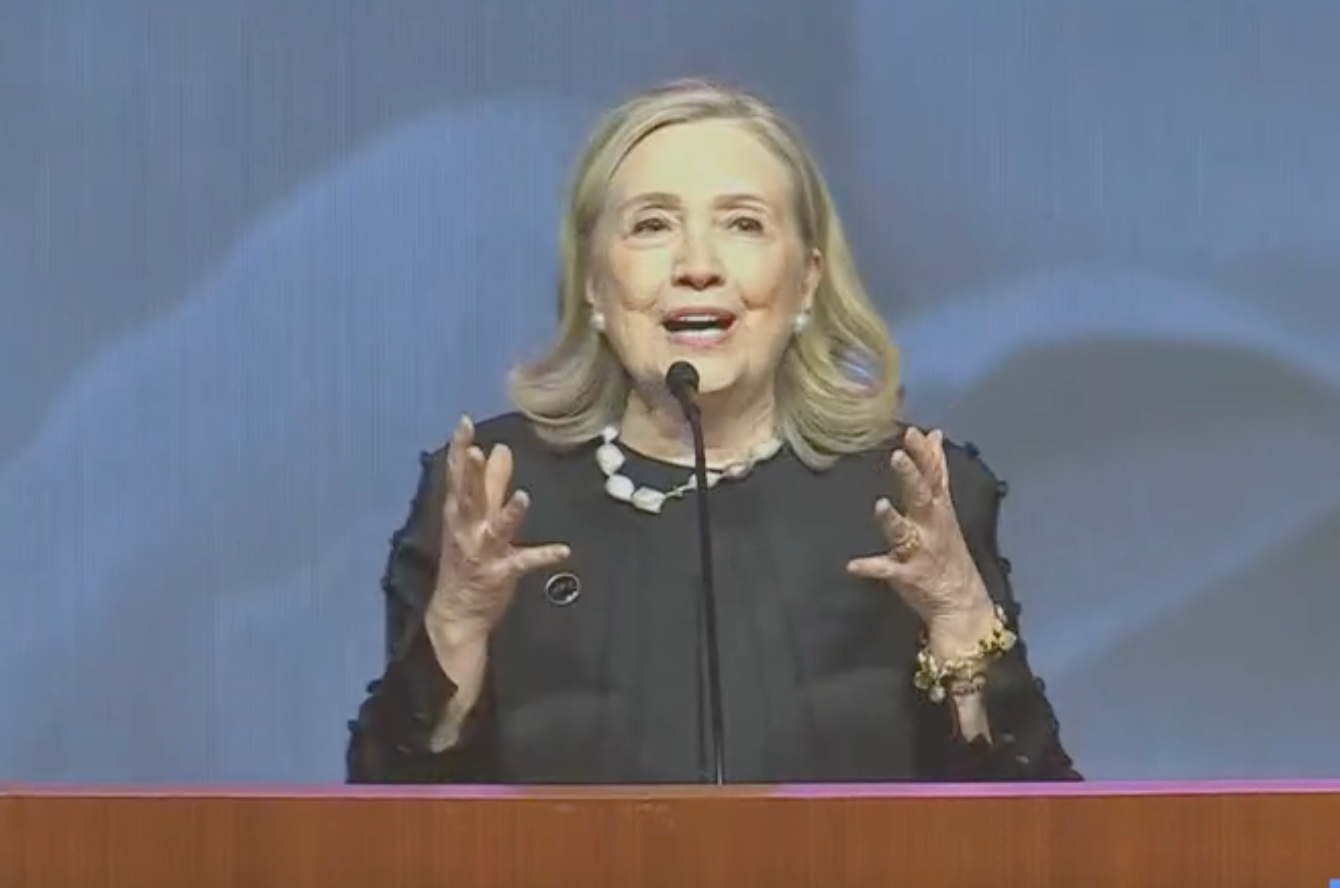 File image Hillary Clinton from the Aug. 2024 funeral for Rep. Shelia Jackson Lee-courtesy CSPAN