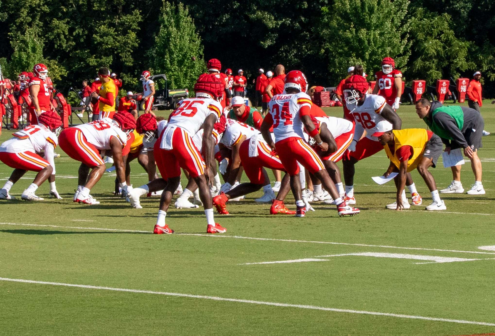 Mike Edwards (34) lines up to blitz during a defensive drill during Chiefs Training Camp Photo by Justin Peacock.jpg