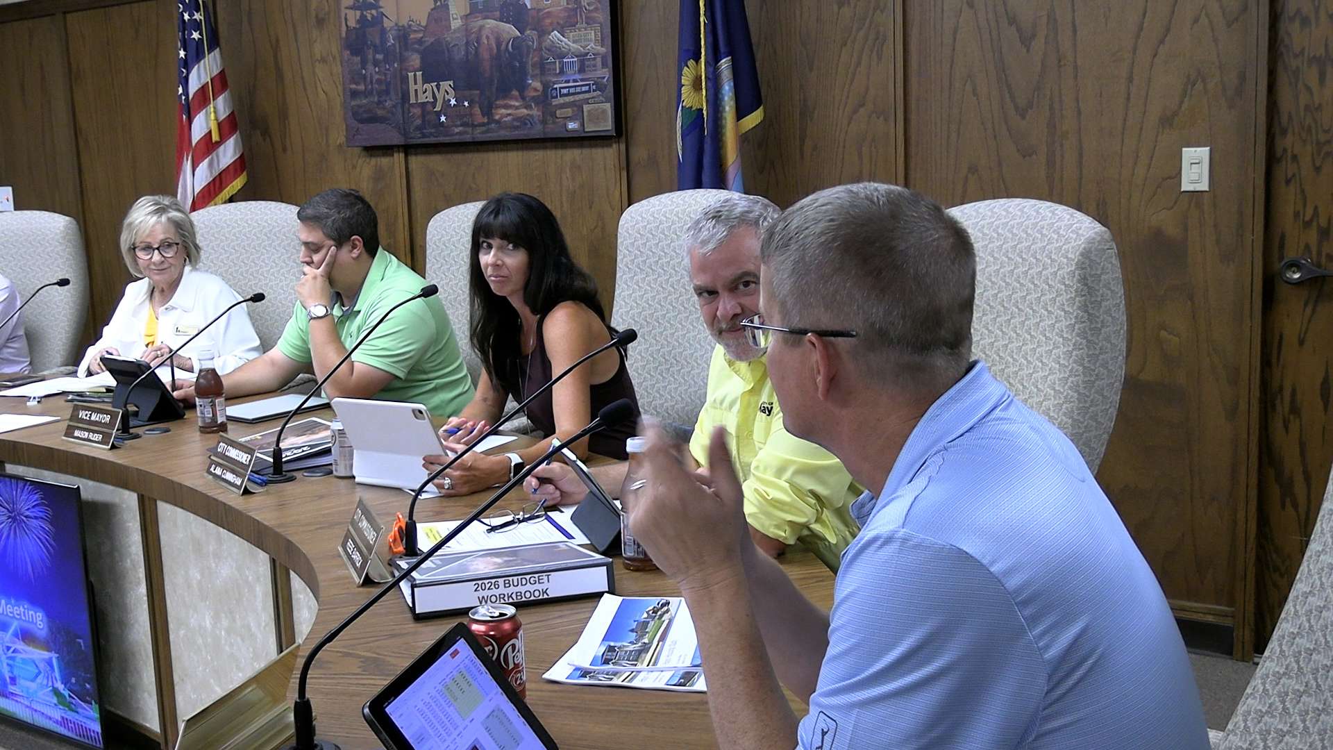 Hays city commissioners at the July 24 meeting. Photo by Becky Kiser/Hays Post