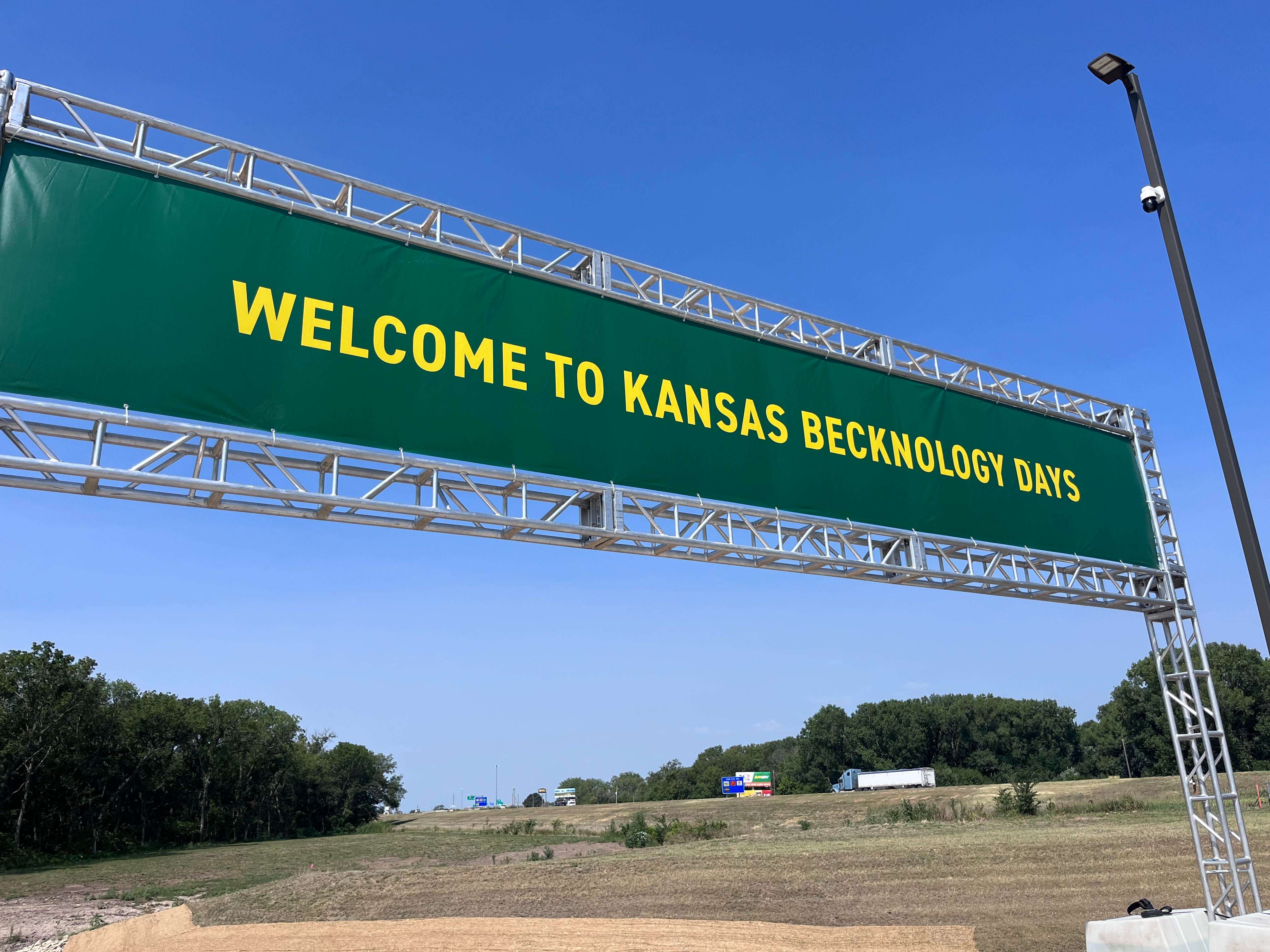 Welcome to Kansas Becknology Days sign at the open house on Tuesday, August 5th in Salina