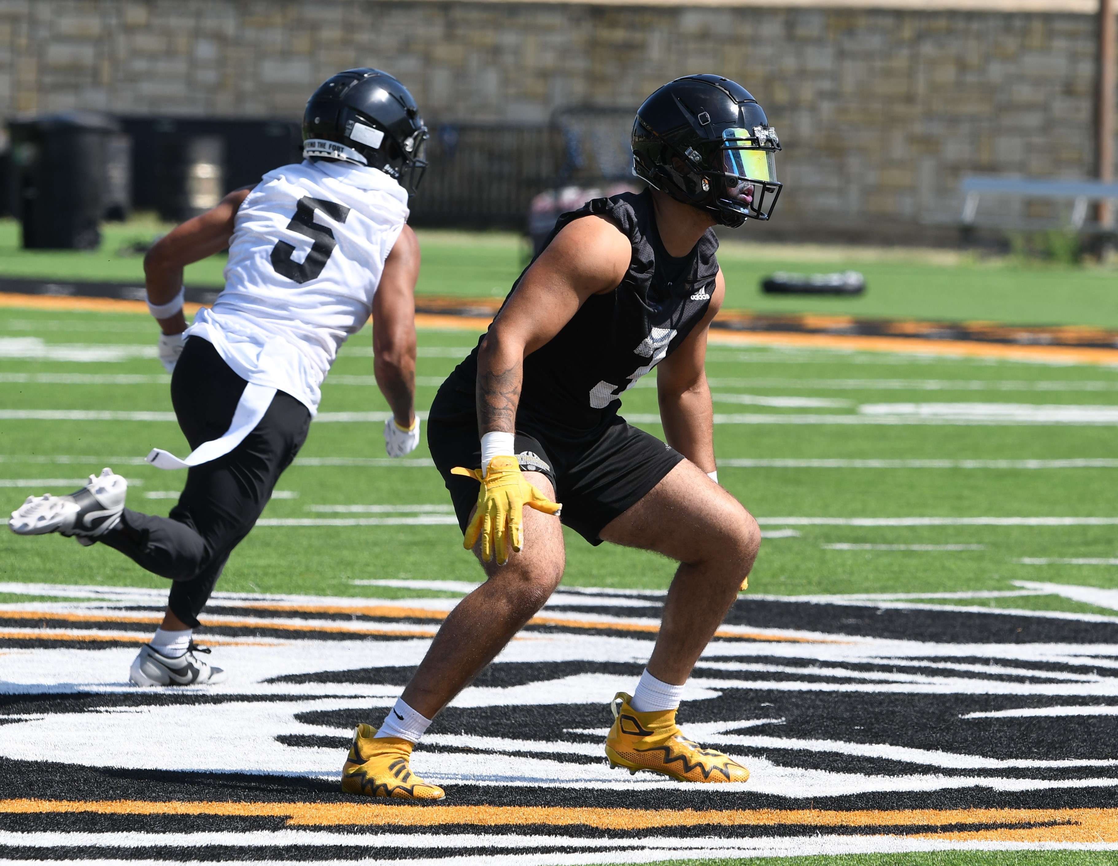 Fort Hays State linebacker John Johnson runs a play during the Tigers first practice of preseason camp on Monday, August 4, 2025. (FHSU Athletics photo/Ryan Prickett)