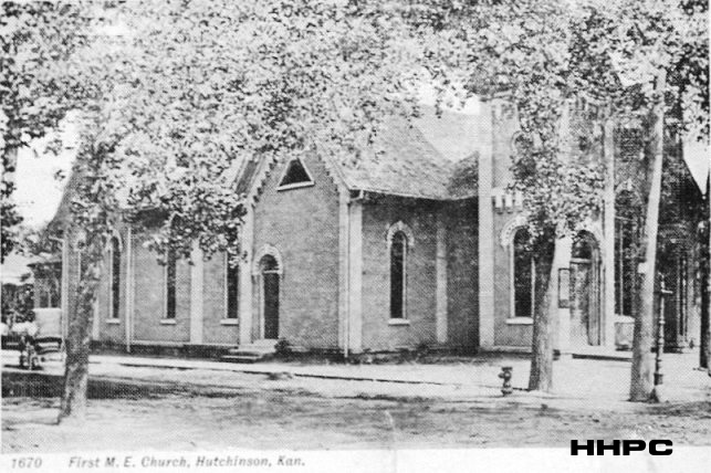 First Methodist Episcopalian Church - 101 E. 1st  &amp; Walnut -  c. 1900. Courtesy of the Conard-Harmon Collection.