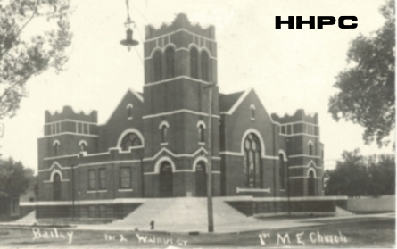 First Methodist Episcopalian Church - 101 E. 1st &amp; Walnut - 1909. Courtesy of the Conard-Harmon Collection.