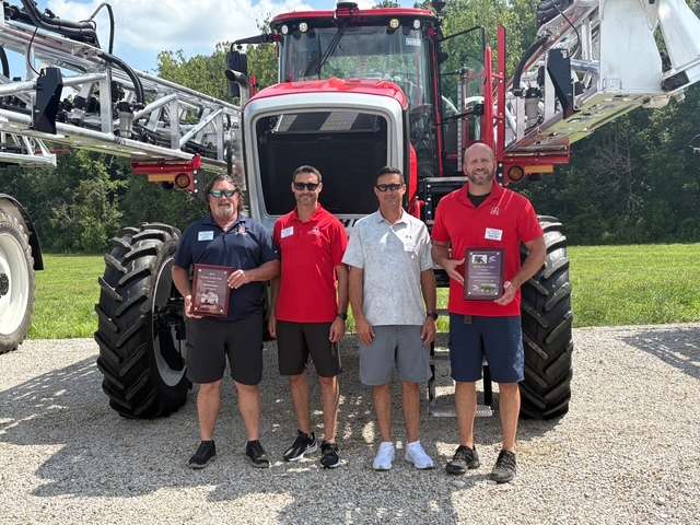  Pictured, from left: Jason Pavlu, SFE of Ransom, Jay Simpson, SFE of Hays, Jed Simpson SFE of Hays, Clayton Schenk, SFE of Grand Island, Neb. Photo taken in Mooresville, Ind. at the Equipment Technology Manufacturing Plant.