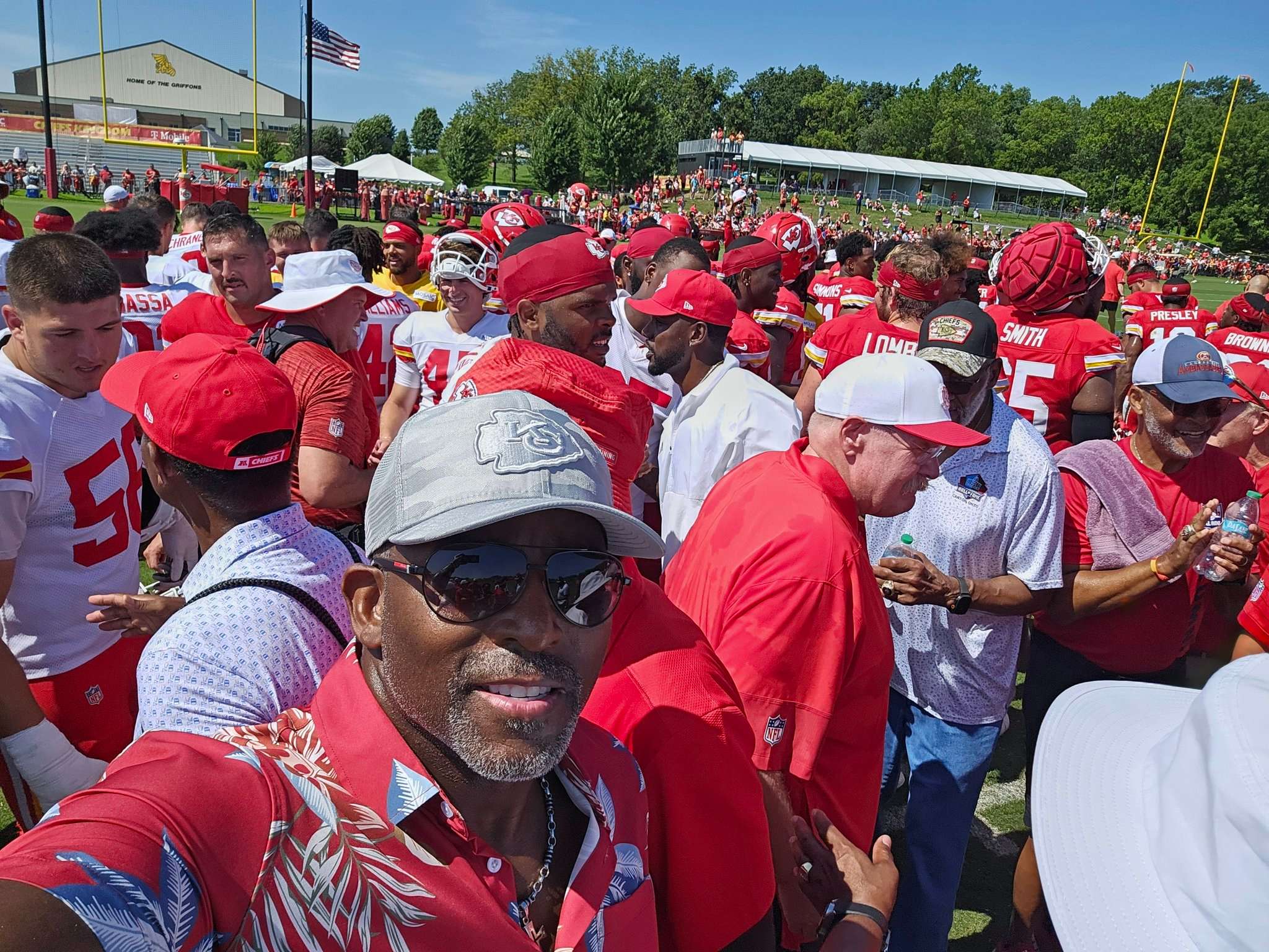 Danan Hughes on the sidelines during Alumni/Legends day at Chiefs Training Camp/ Photo courtesy of Danan Hughes on X