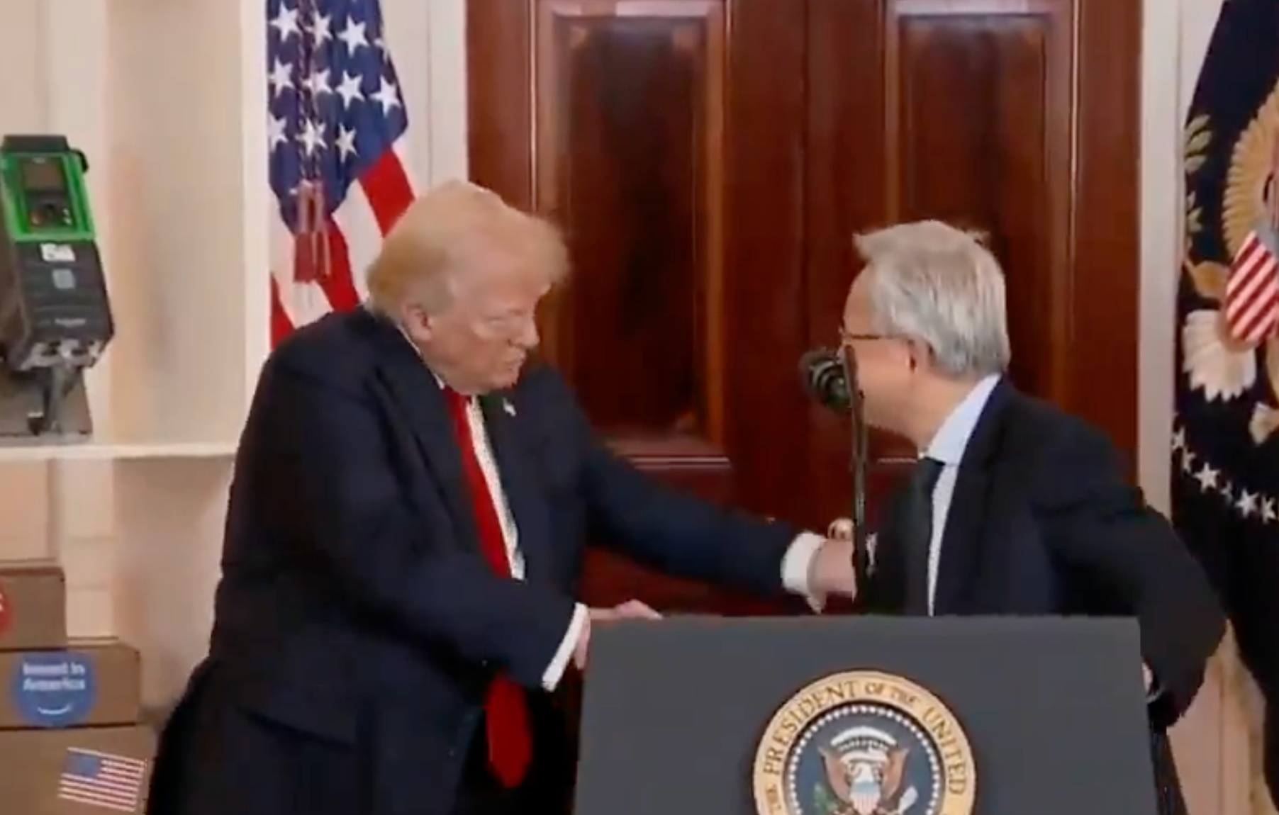 President Trump introduced Nvidia CEO Jensen Huang at the White House in April-image from White House video