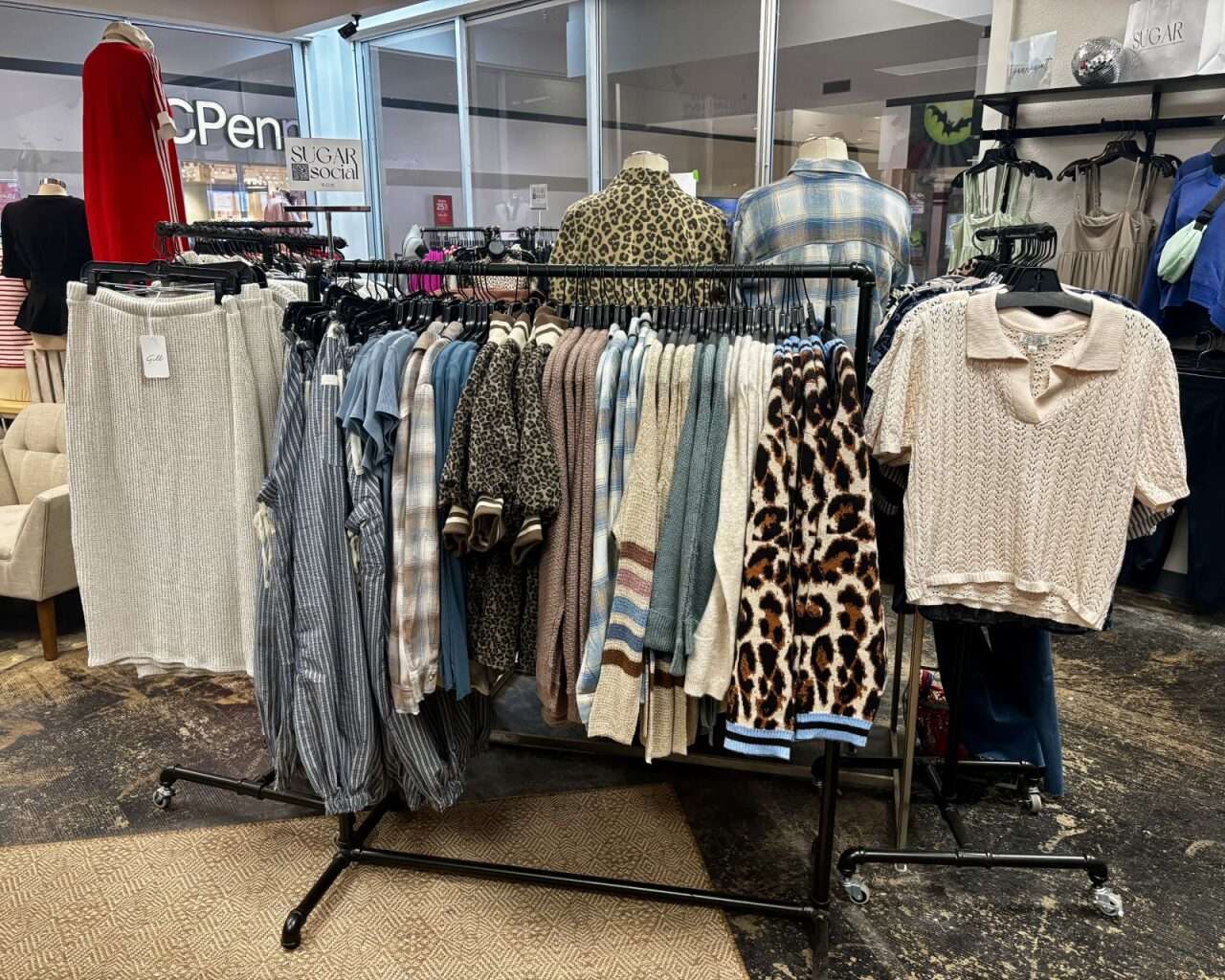 A rack of clothing at Sugar Collective at Big Creek Crossing in Hays. Photo by Tony Guerrero/Hays Post