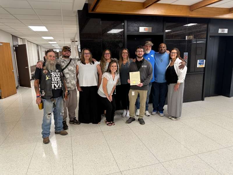 CKF staff celebrating proclamation of September as "Recovery Month" at the Saline County/Salina City building on Tuesday, August 12. Photo courtesy of Chelsey Eberwein