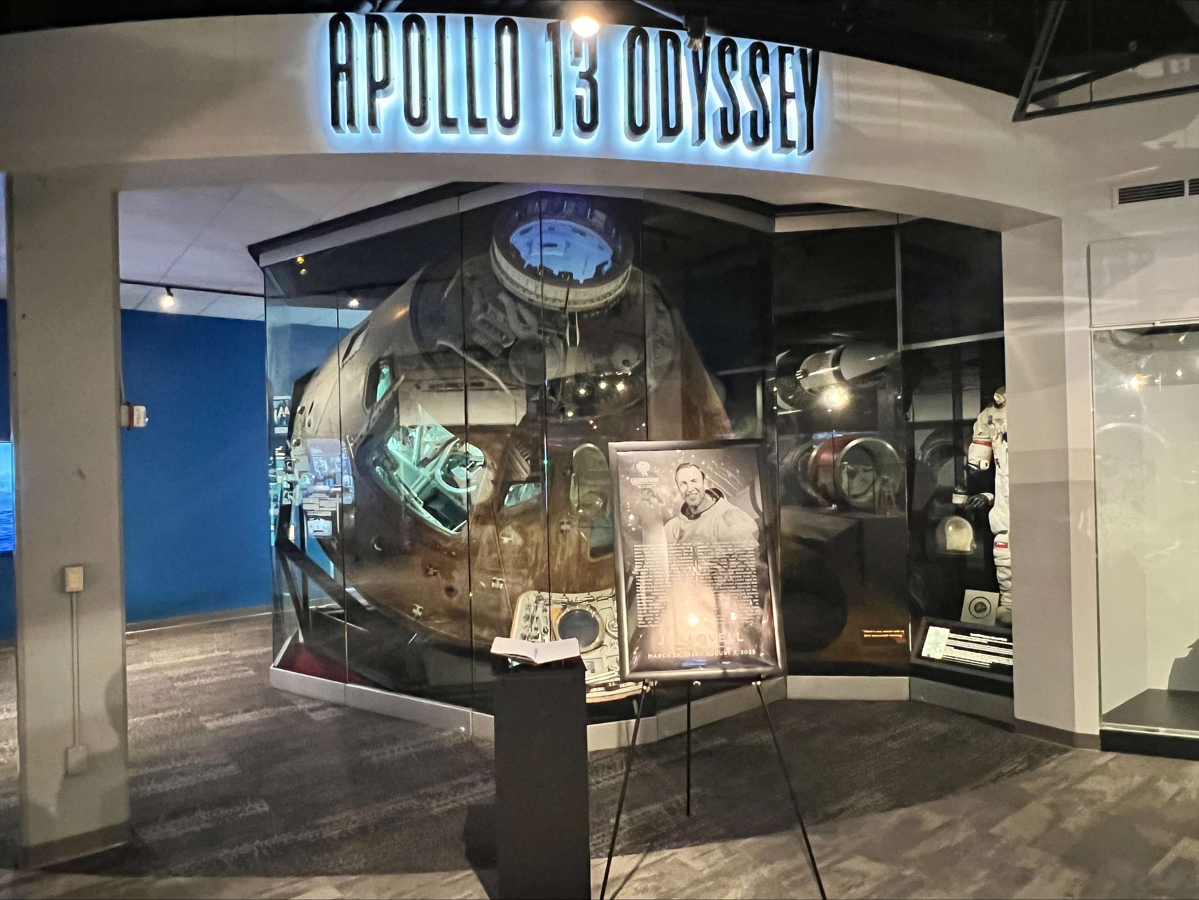 The memorial for Jim Lovell inside the Kansas Cosmosphere in Hutchinson, Kansas, August 13, 2025. (Hutch Post Photo/Sean Boston)