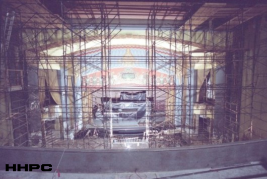 Fox Theatre - 18 E. 1st - Interior Remodel - 1993 (with Scaffolding). Courtesy of the Conard-Harmon Collection.