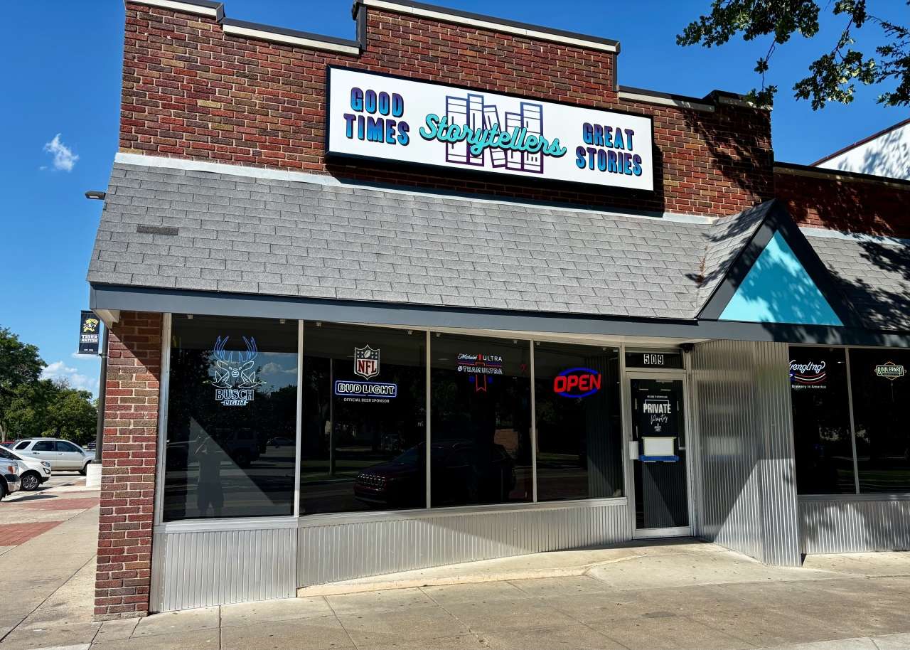 The front entrance of Storytellers near Fort Hays State University in Hays. Photo by Tony Guerrero/Hays Post