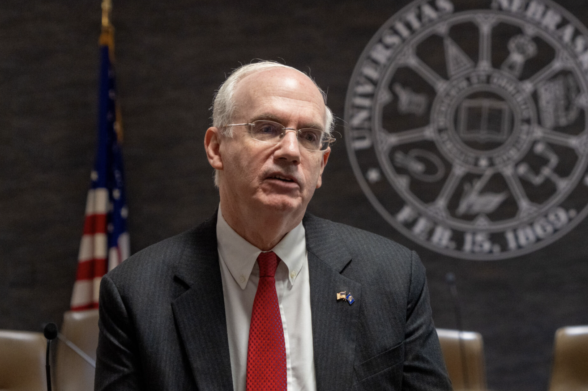  Dr. Jeffrey Gold, pictured April 15, 2024, as the then-priority candidate for president of the University of Nebraska. He ascended to lead the NU system effective July 1, 2024. (Zach Wendling/Nebraska Examiner)