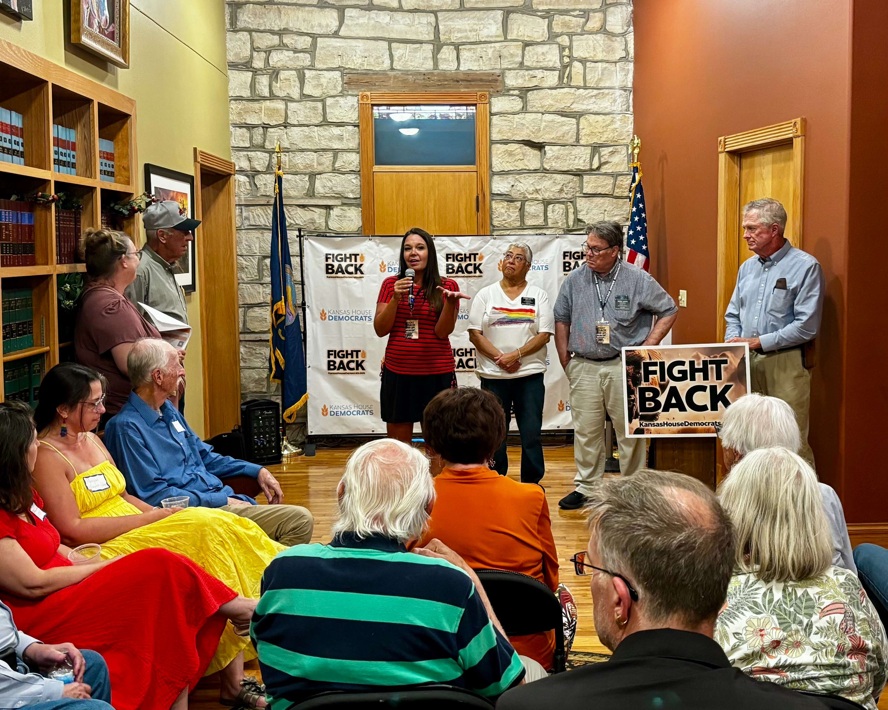 Kansas House Democrats speaking at Glassman Bird Law in Hays for their Fight Back Tour. Photo by Tony Guerrero/Hays Post