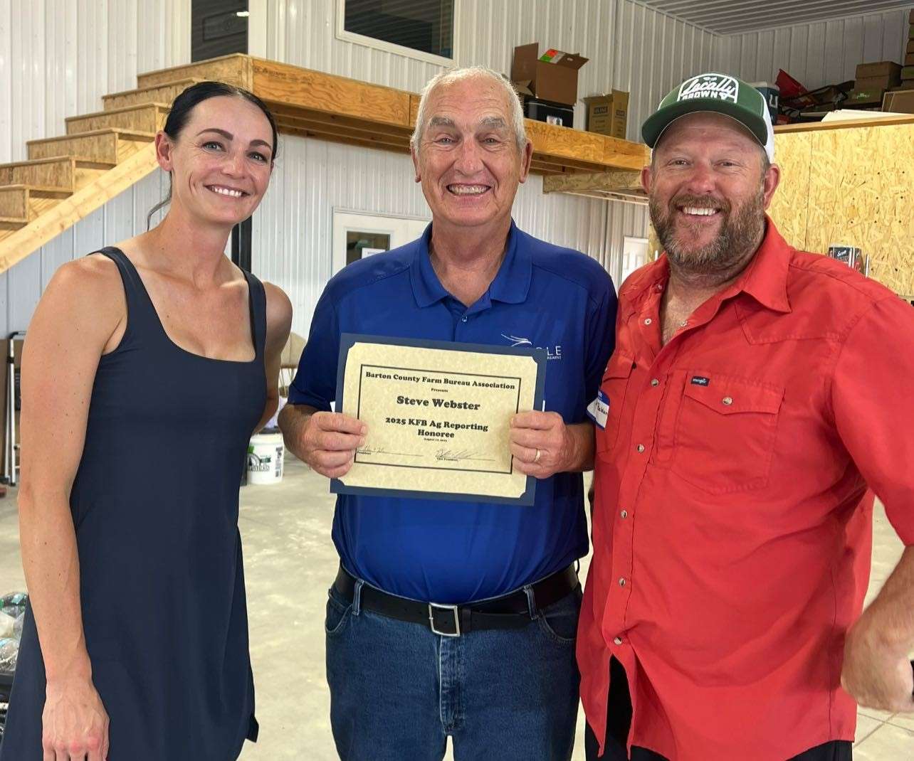1590 KVGB/95.5 FM's Steve Webster with Melissa Nelson Baldwin and Aaron Baldwin.
