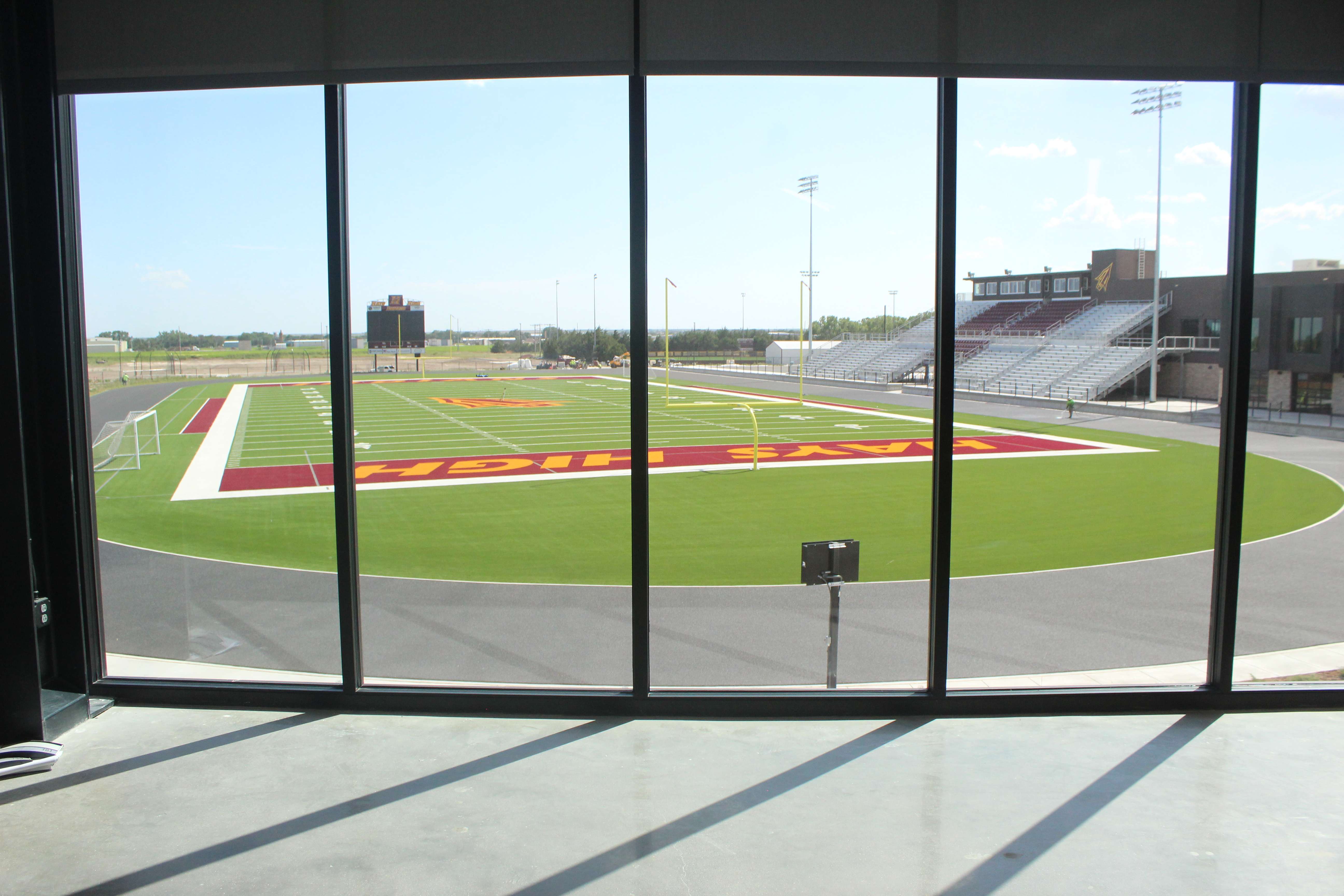 The new Hays High School football field as seen from the commons. Photo by Cristina Janney/Hays Post