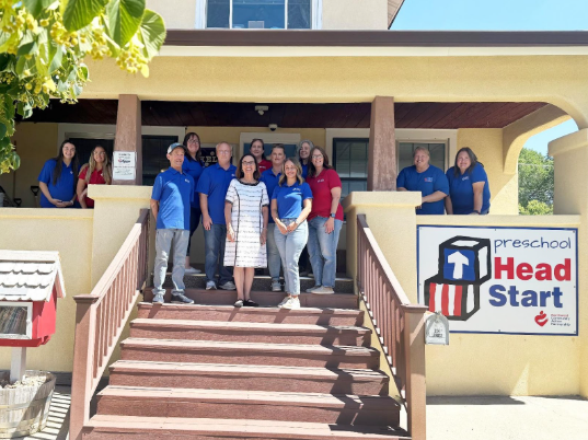 Senator Fischer, the Senators Aides and NCAP Staff in front of the Chadron Head Start Center (courtesy Northwest Community Action Partnership).