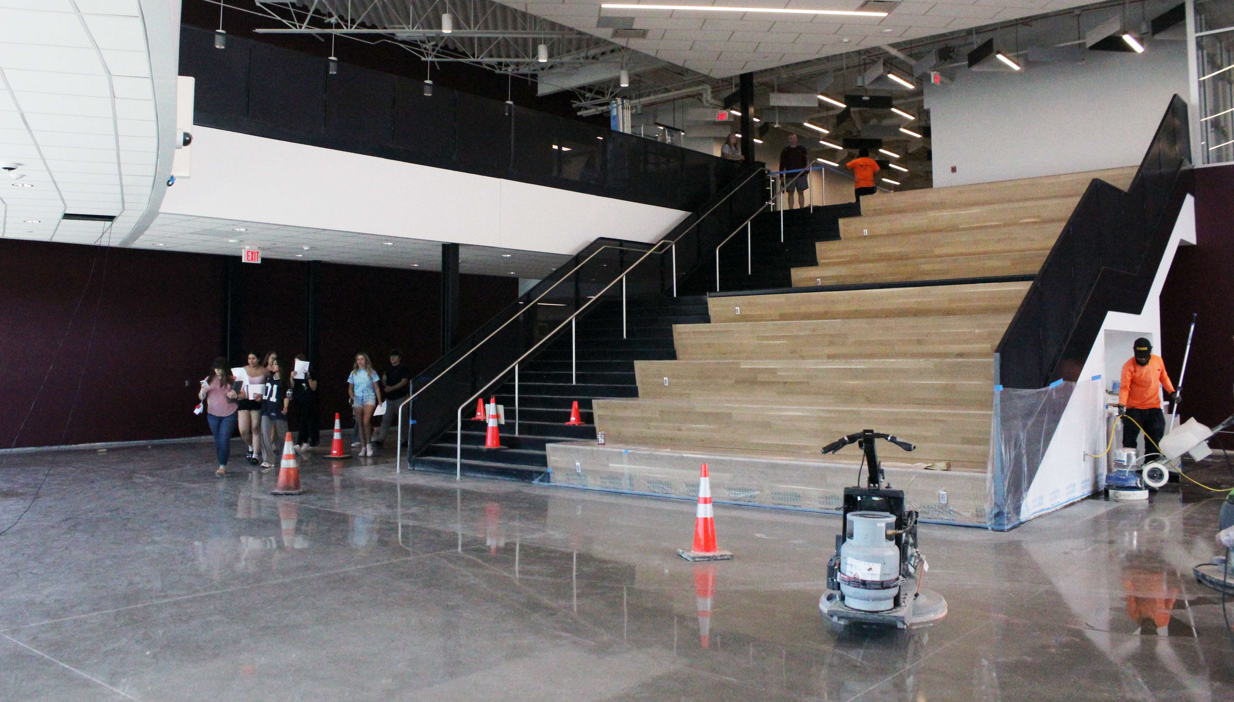 Learning stairs in the new Hays High commons. Students can gather here during lunch or in groups for class or club meetings. Photo by Cristina Janney/Hays Post