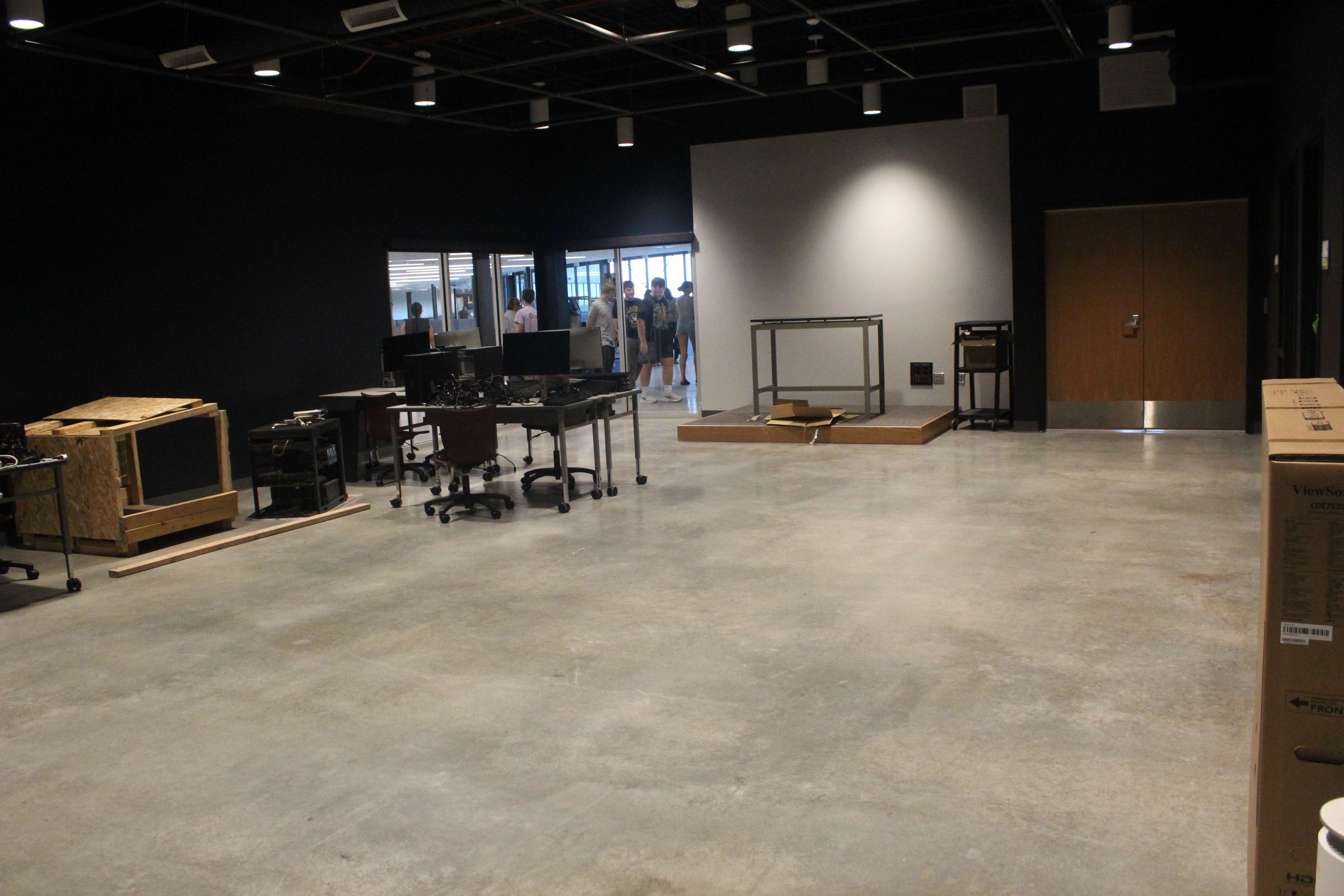 The new student broadcast studio at Hays High. Adjacent to this room are video editing bays. Photo by Cristina Janney/Hays Post
