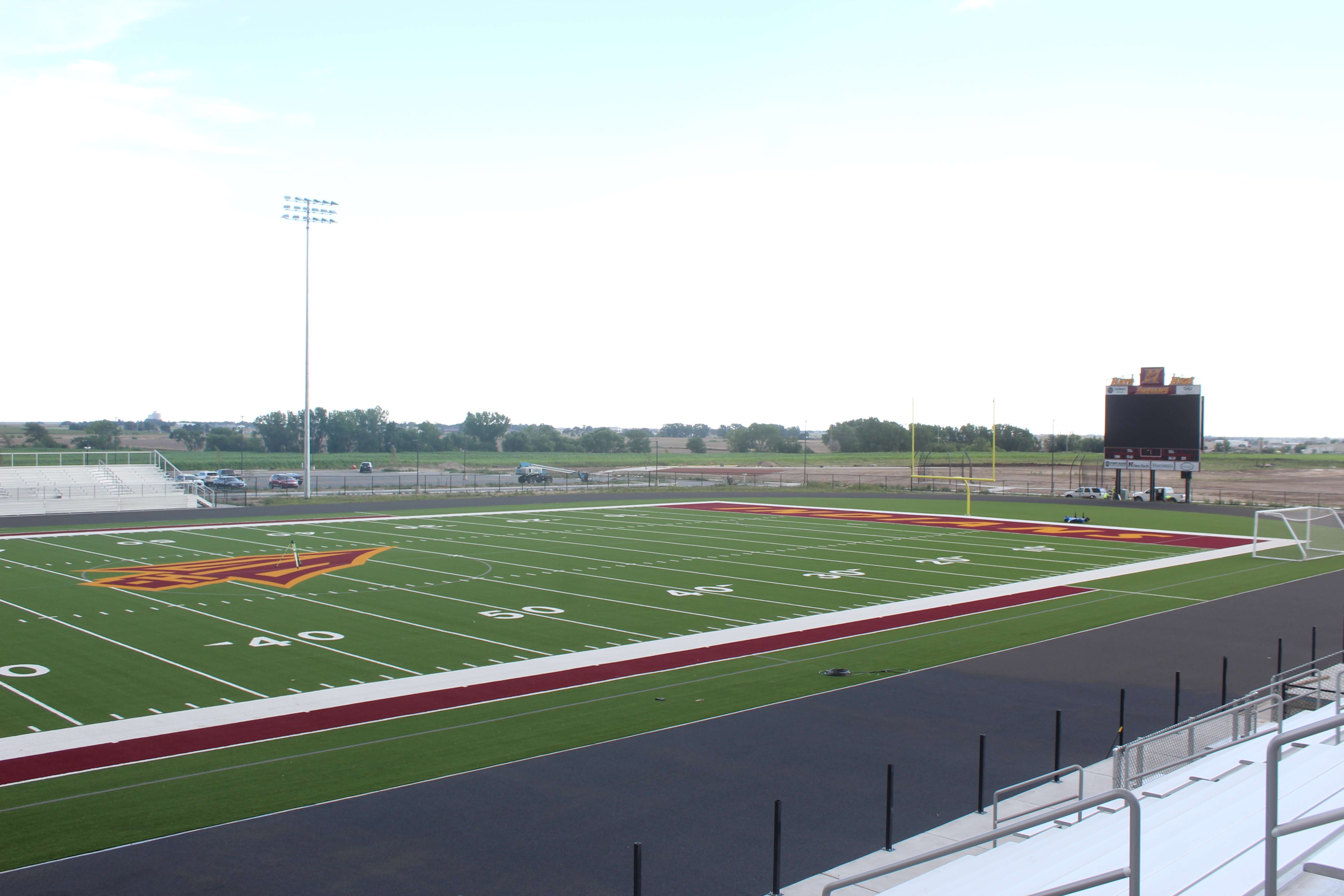 New Hays High football field and scoreboard looking southeast from the home stands. Photo by Cristina Janney/Hays Post