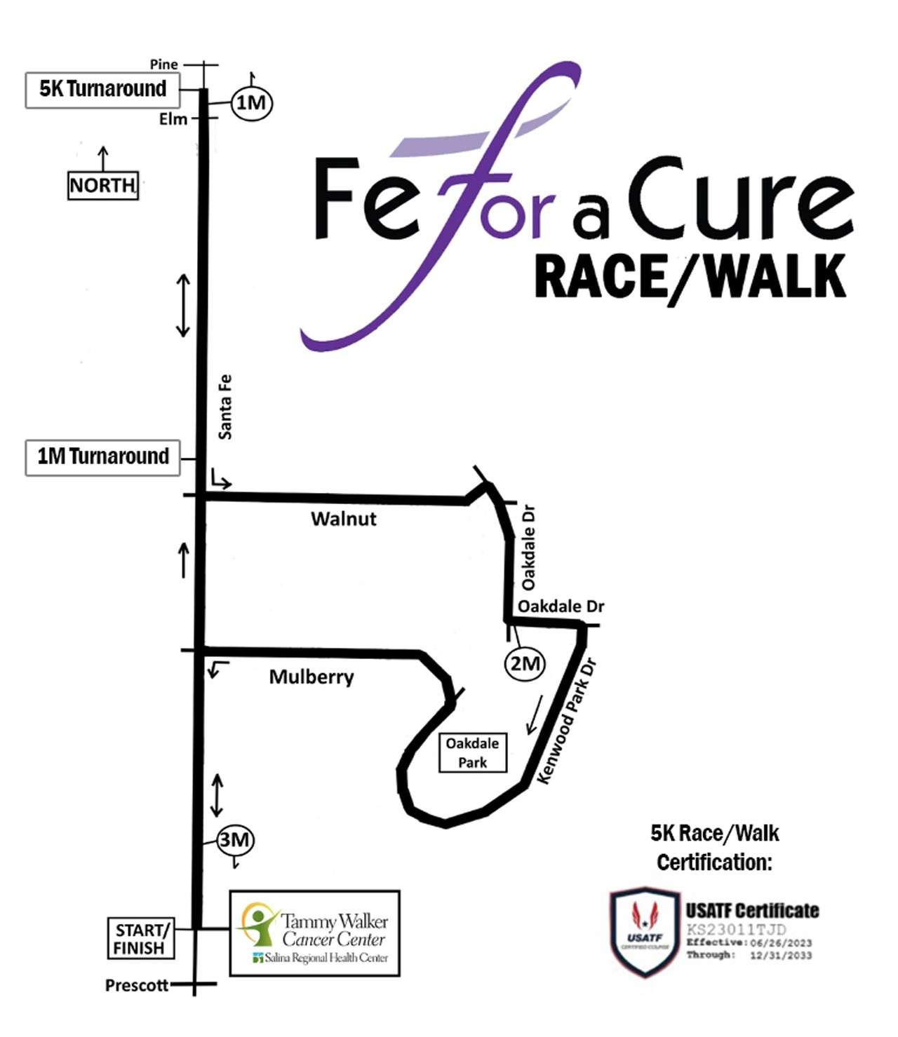 Fe For a Cure Race/Walk map for Saturday, September 20, 2025