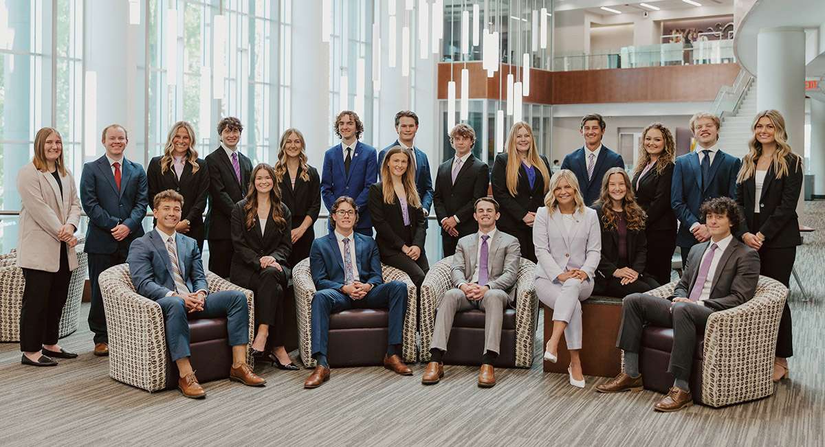 Rader and Smith are both part of the K-State Sales Team. Rader- back row, third from the left; Smith- back row, fifth from the left.&nbsp;Courtesy of Kansas State University