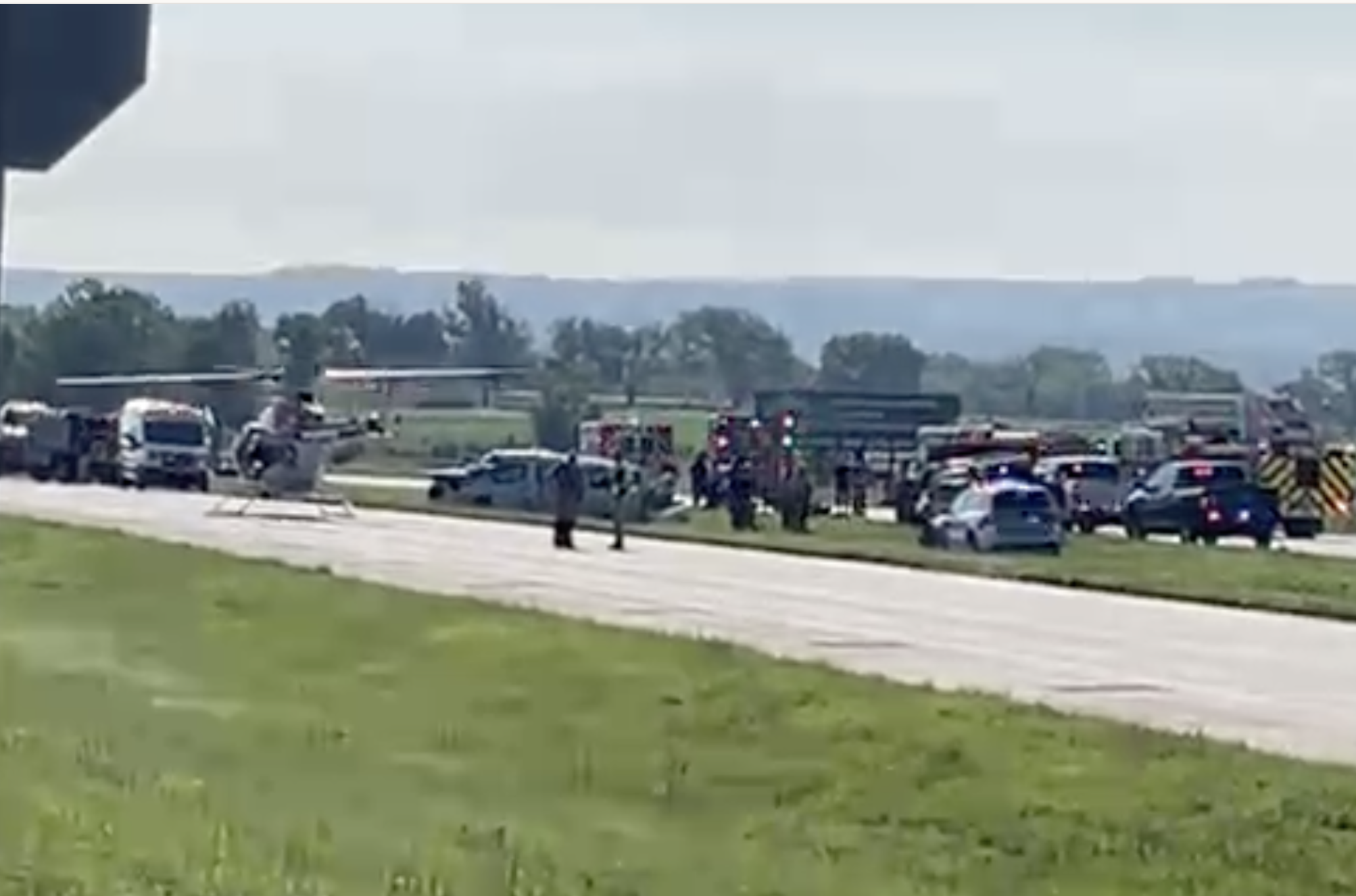 First responders on the scene of the crash- photo by Eric Ives courtesy WIBW TV