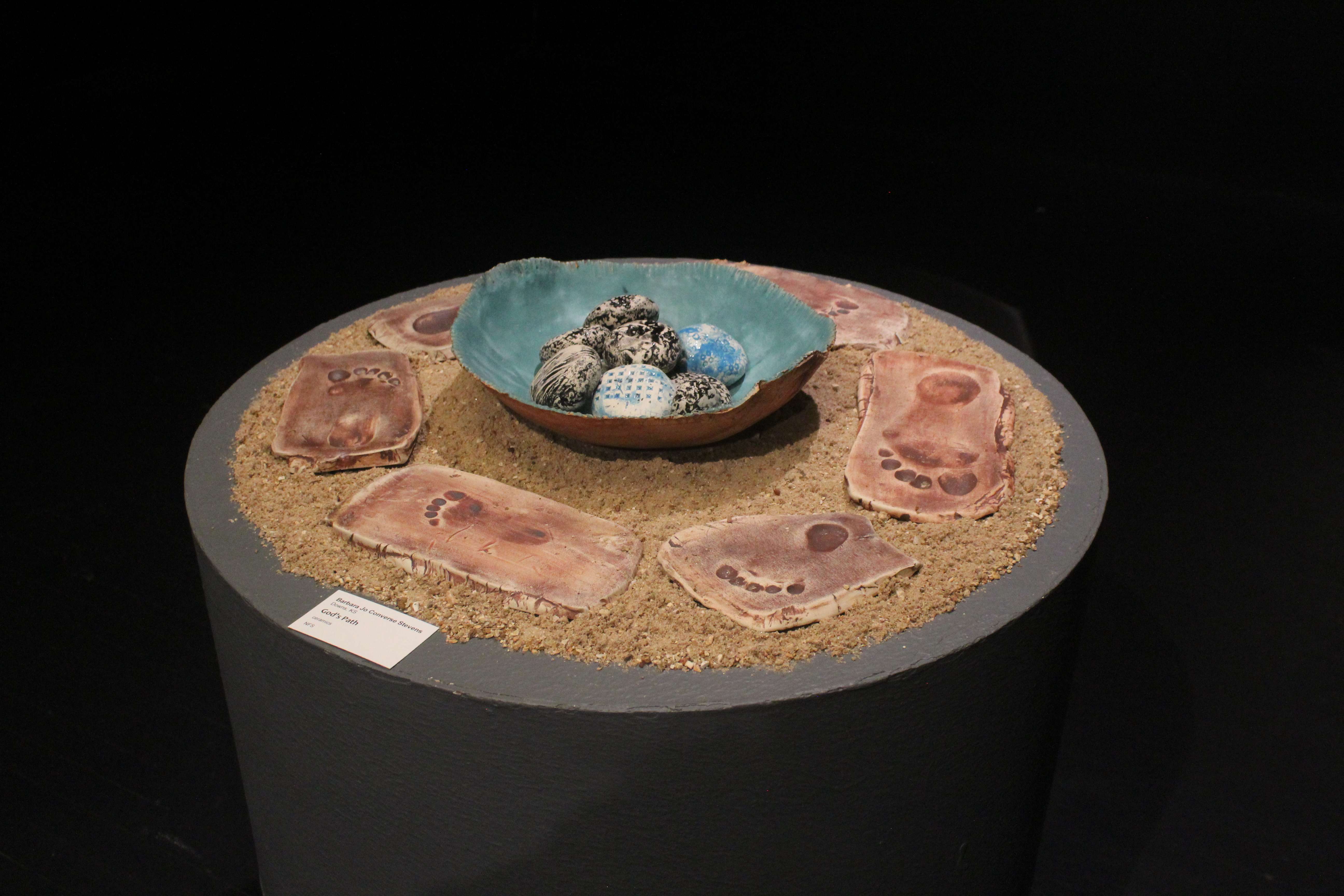 "God's Path" by Barbara Jo Converse Stevens of Downs, a mixed-media piece of artwork in the "To the Stars" art exhibit that will anchor the fall art walk in Hays. Photo by Cristina Janney/Hays Post