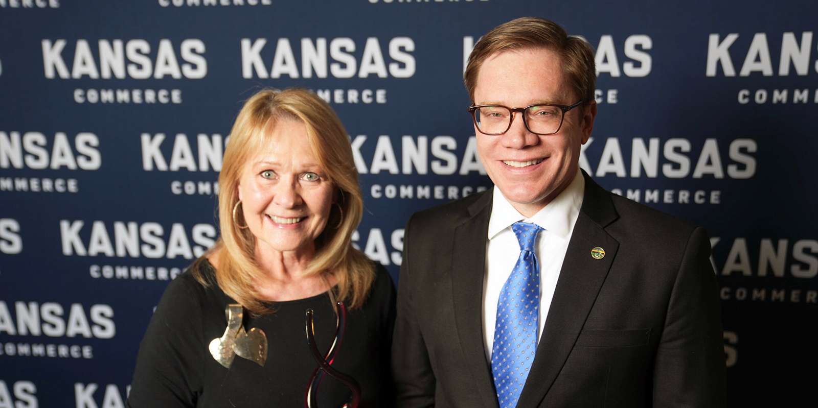 Brenda Meder with Lt. Gov. David Toland at the Governor's Arts Awards earlier this year. Meder was honored with an award for arts advocacy. Courtesy photo