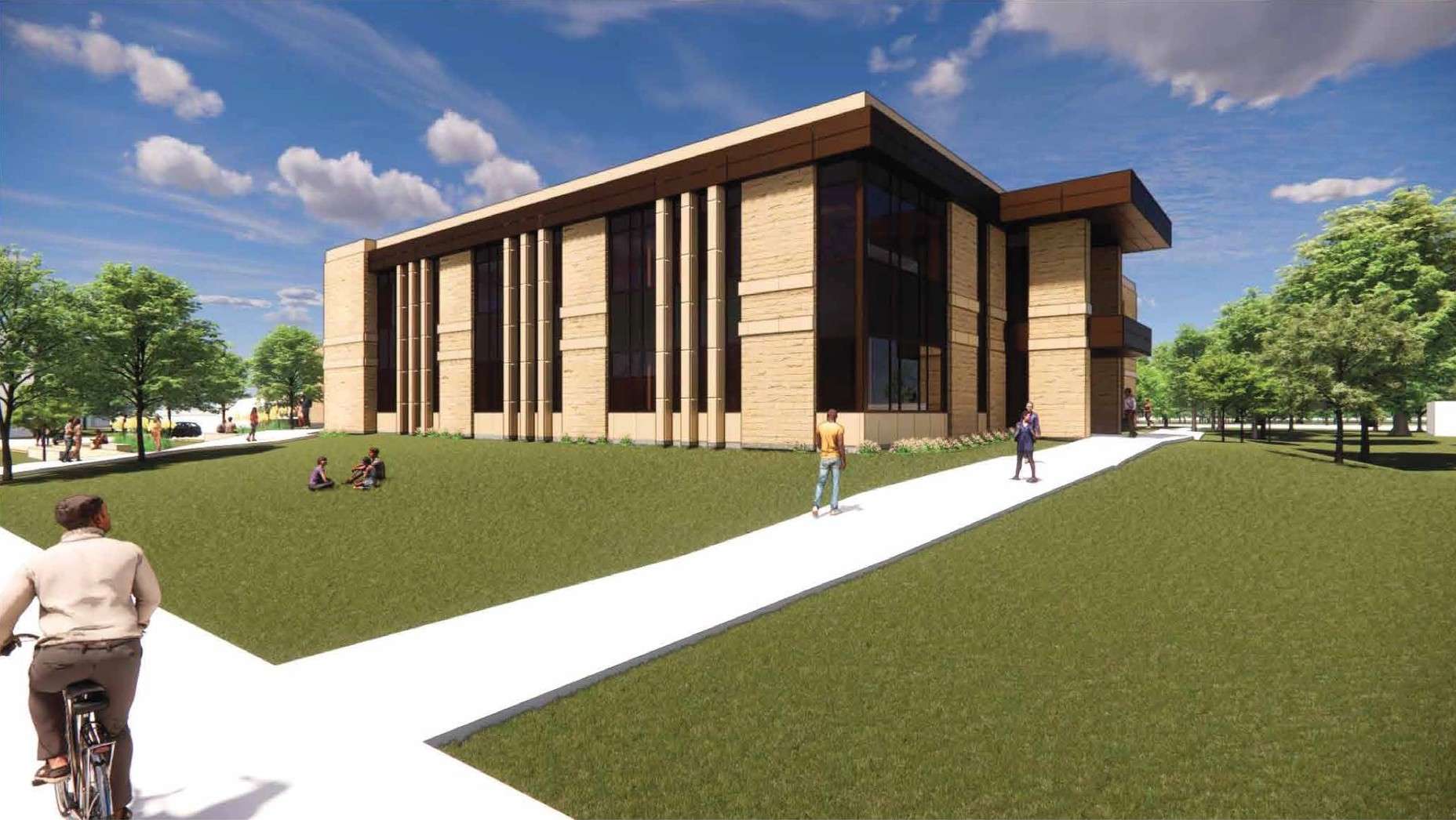 Fort Hays State University Stroup Hall expansion rendering of the northeast entrance. PGAV Architects
