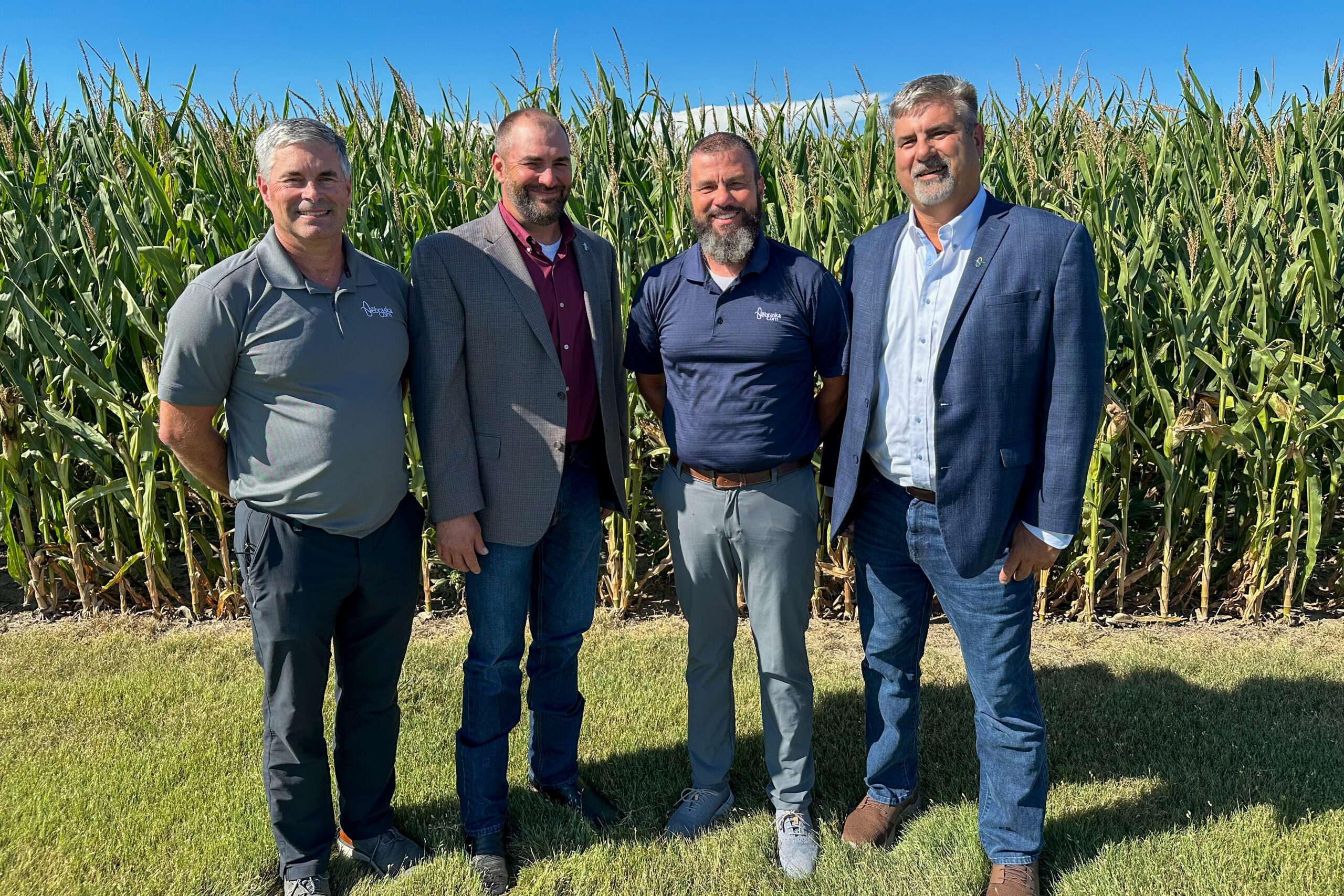New leadership was recently elected to the Nebraska Corn Board at the August meeting. (L-R), Jay Reiners, past chairman; Brandon Hunnicutt, chairman; Andy Groskopf, vice chairman; and Ted Schrock, secretary/treasurer. They assume the roles immediately.