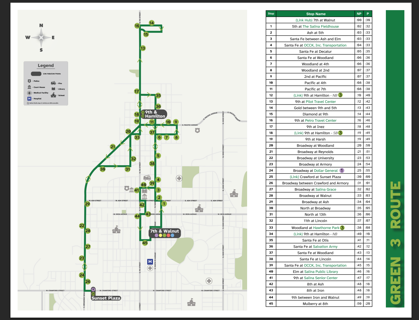 OCCK <b>Green</b> route #3. Screenshot from the Salina City Commission packet Monday, August 25, 2025.