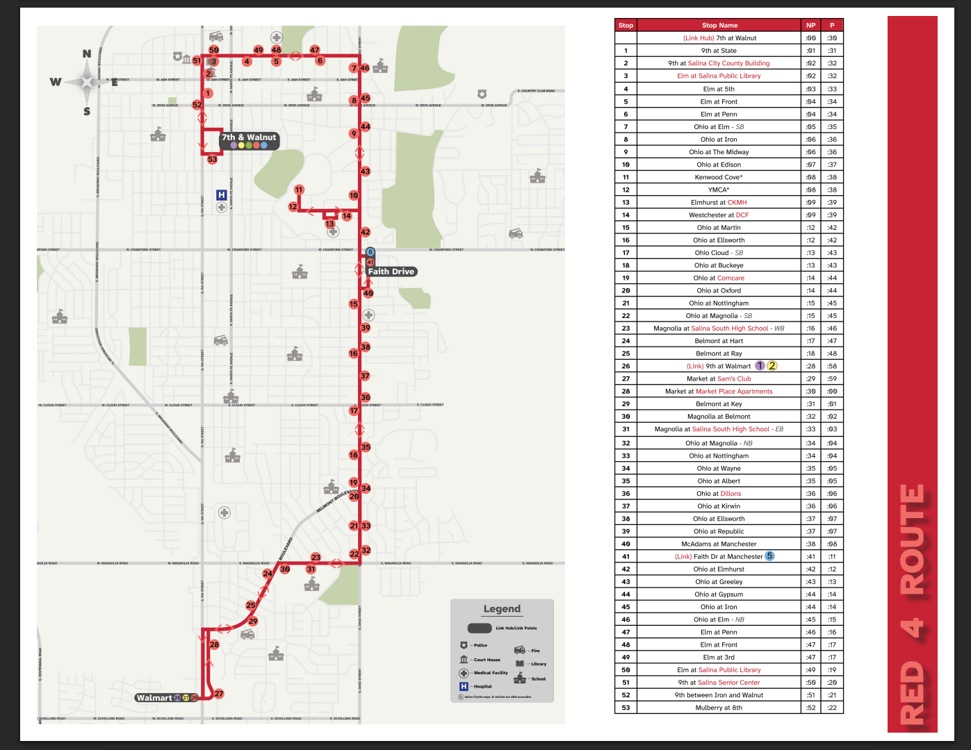 OCCK <b>Red</b> route #4. Screenshot from the Salina City Commission packet Monday, August 25, 2025.