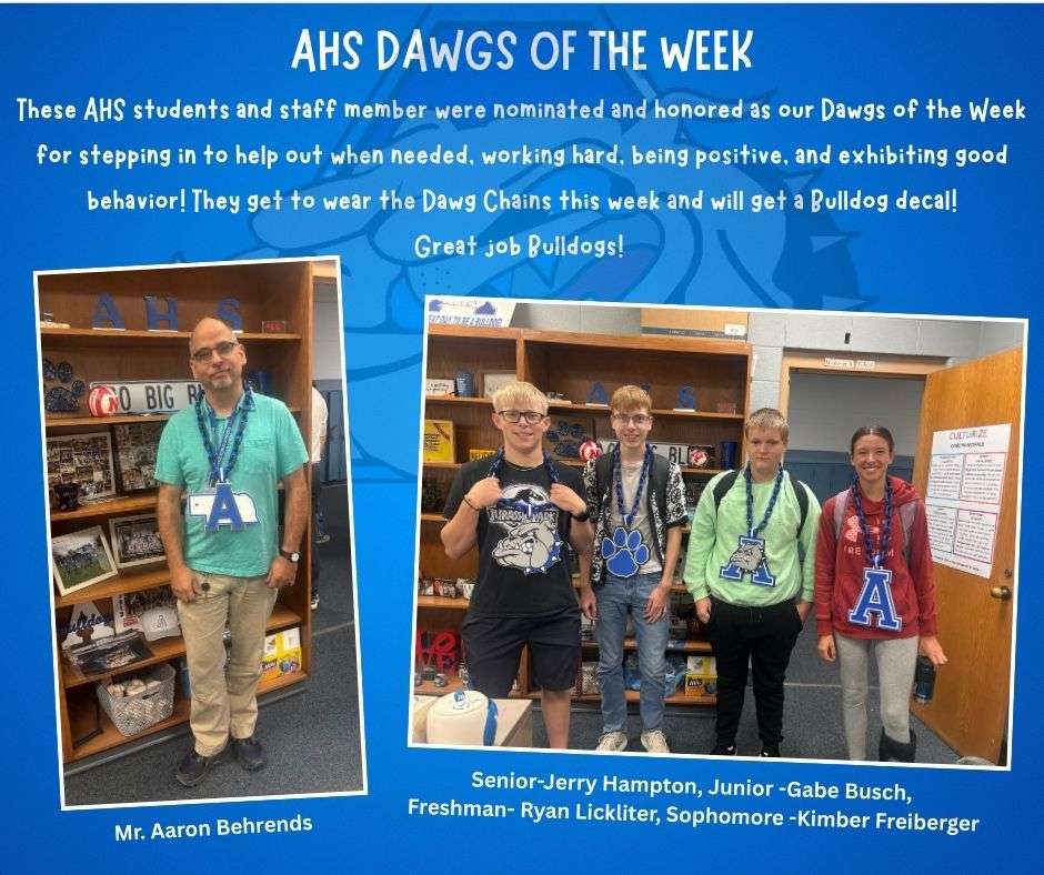 Dawgs of the Week, August 26, 2025 (courtesy AHS).
