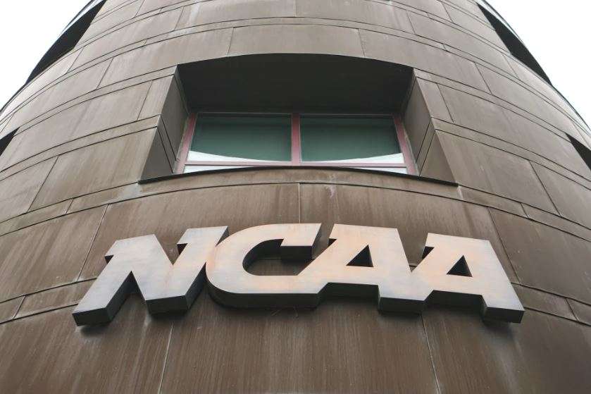 The NCAA headquarters in Indianapolis is seen on July 15, 2025. (AP Photo/Michael Conroy, File)