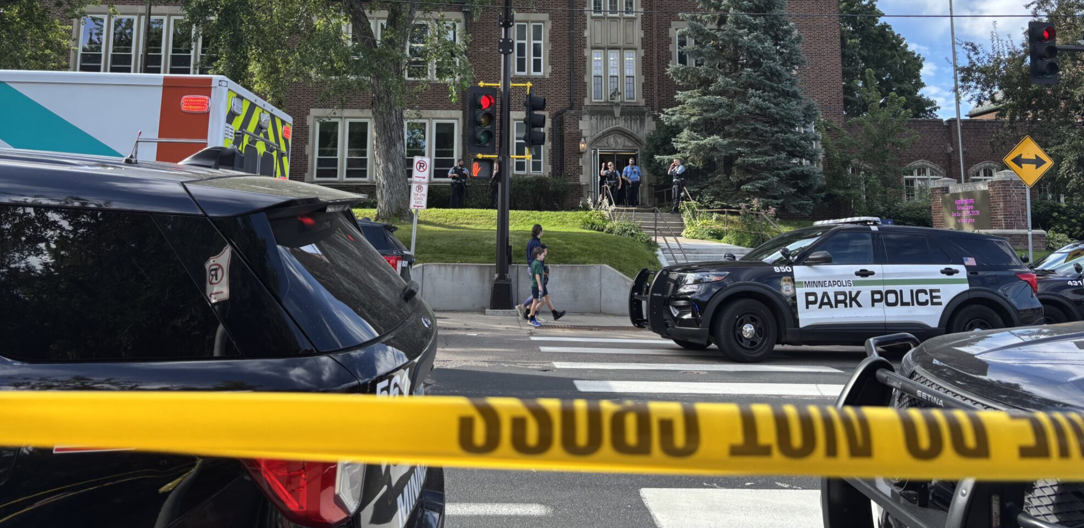 Police have responded to a mass shooting at Annunciation Church in south Minneapolis, which is home to a school as well. (Photo by Nicole Neri/Minnesota Reformer)