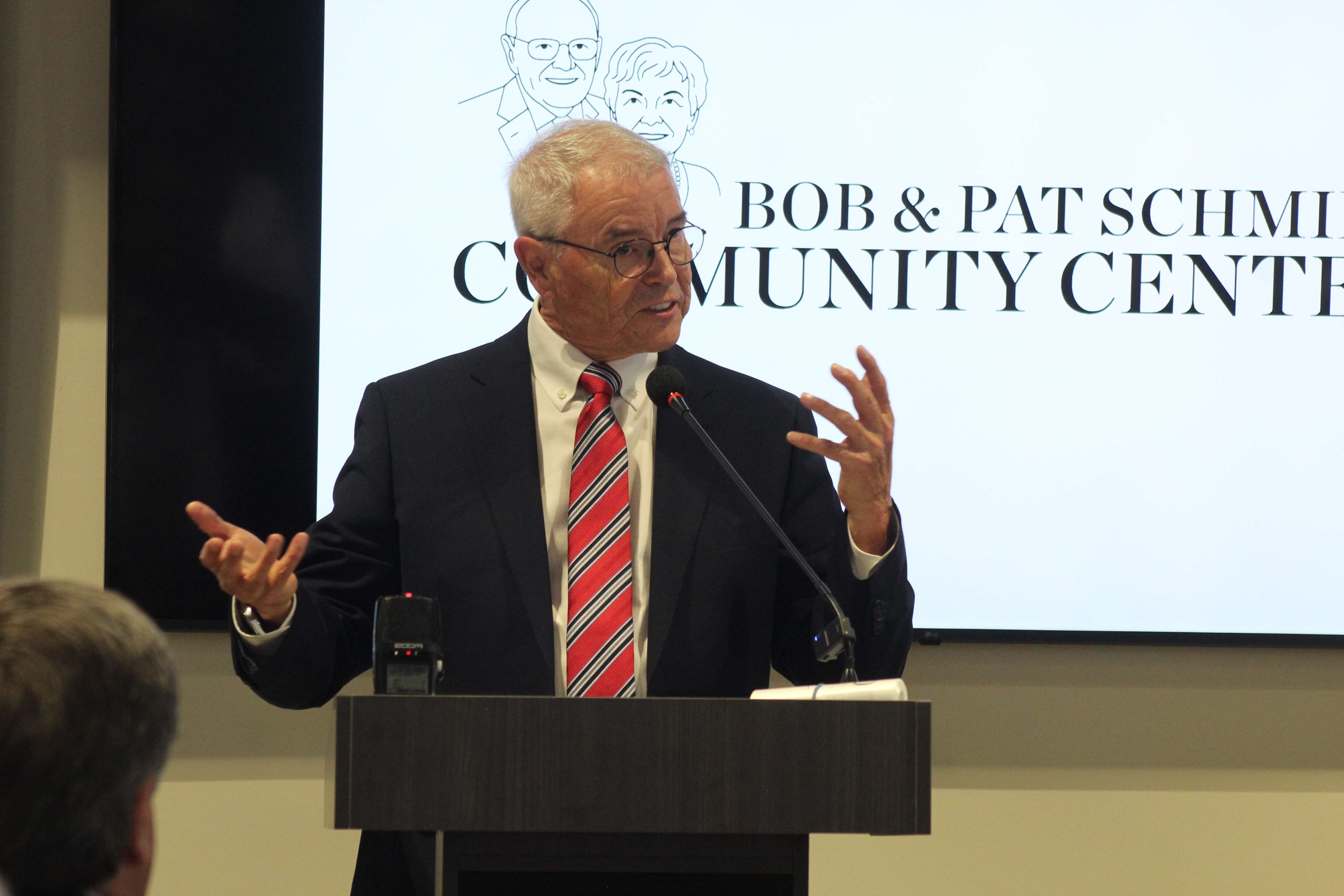 Grow Hays Executive Director Doug Williams thanked the many public and private partners that financially supported the community center project. Photo by Cristina Janney/Hays Post