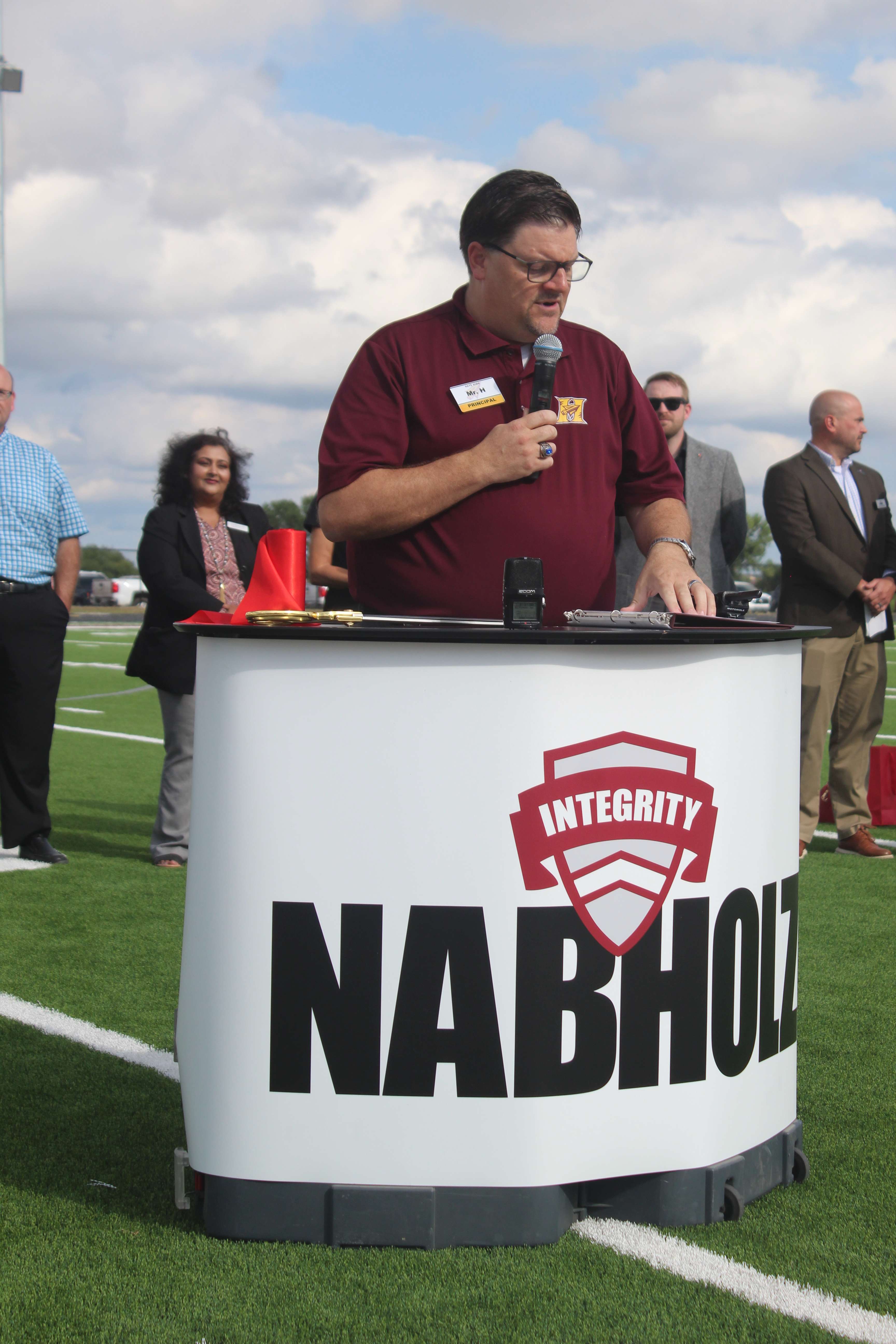 Hays High School Principal Shawn Henderson praised the school's staff for their work in preparing the school for classes. Photo by Cristina Janney/Hays Post