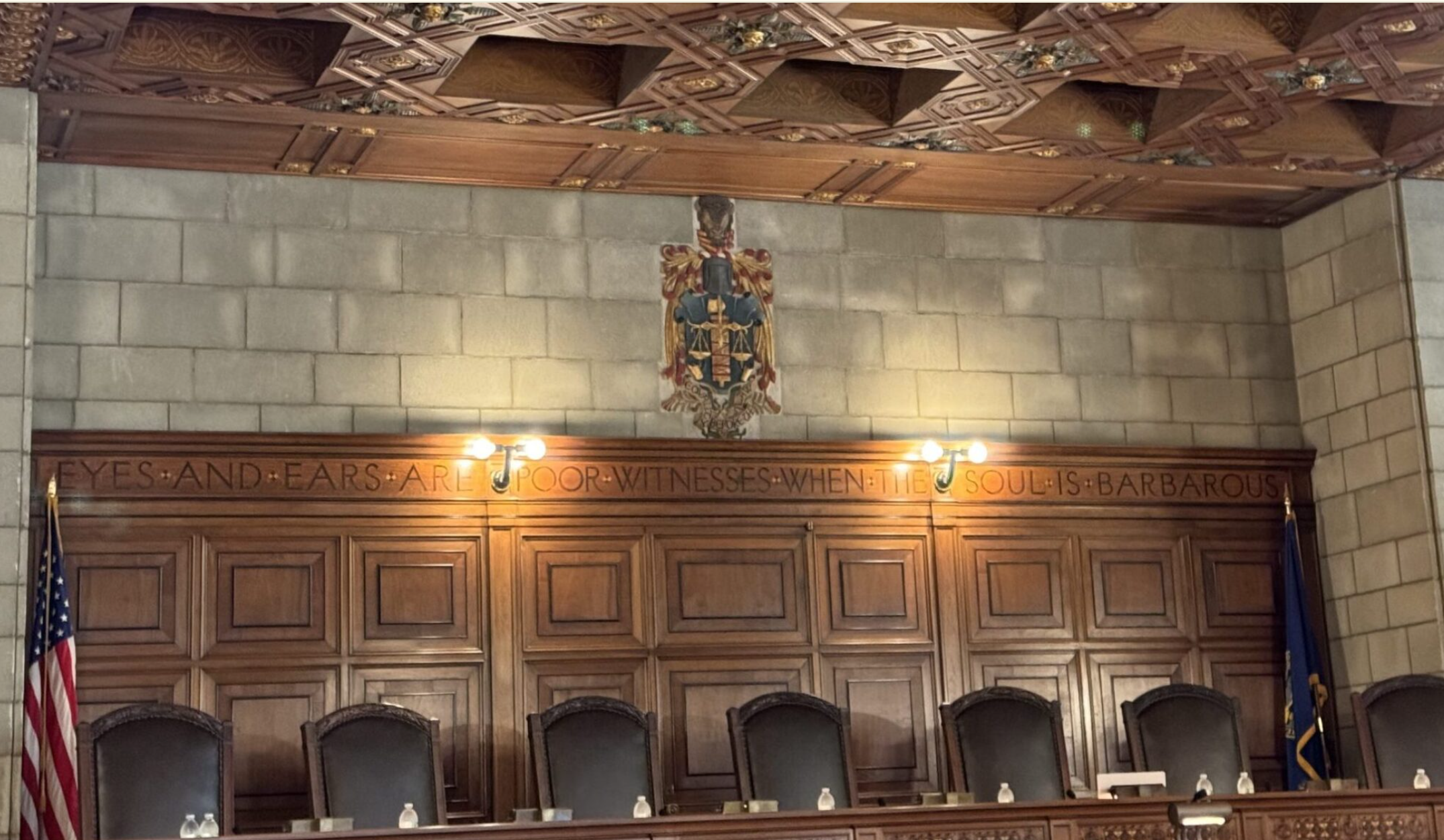  The bench of the Nebraska Supreme Court at the Capitol in Lincoln. (Aaron Sanderford/Nebraska Examiner)