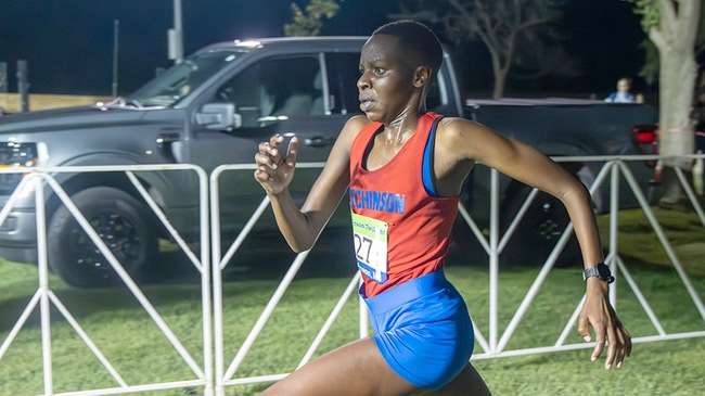 Blue Dragon freshman Mildred Rono shattered the Fun Valley course record with a winning time of 16:53.83 to win the 2025 Terry Masterson Twilight Classic on Friday night. (Andrew Carpenter/Digital Fox Photography).