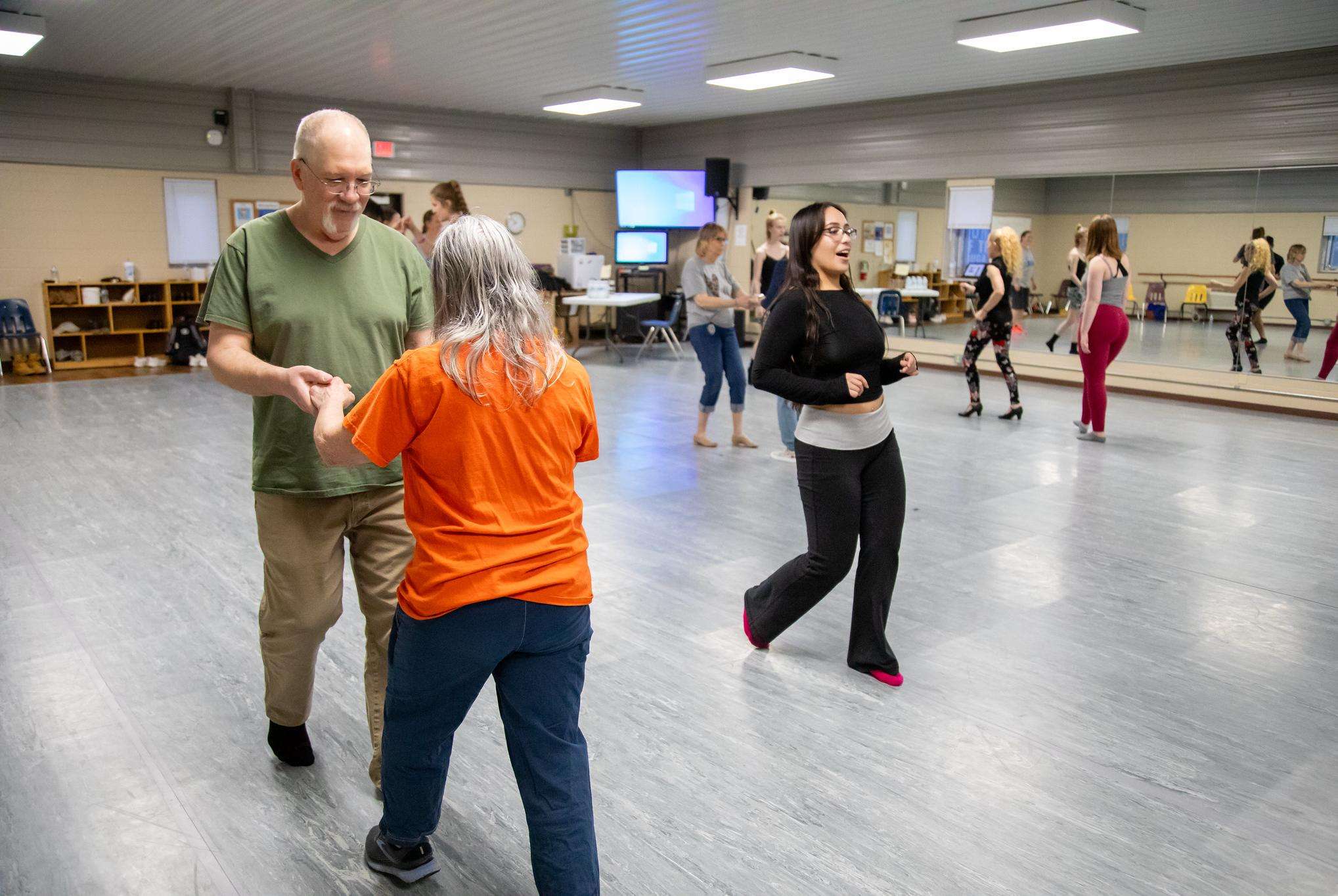 Participants dance during last year’s salsa class in Studio 34 on the Barton campus.
