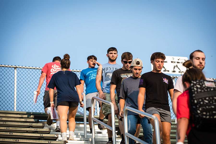 Northwest community members participate in the 9/11 stair climb last year at Bearcat Stadium/ Photo by Maria Nino-Elliott/Northwest Missouri State University