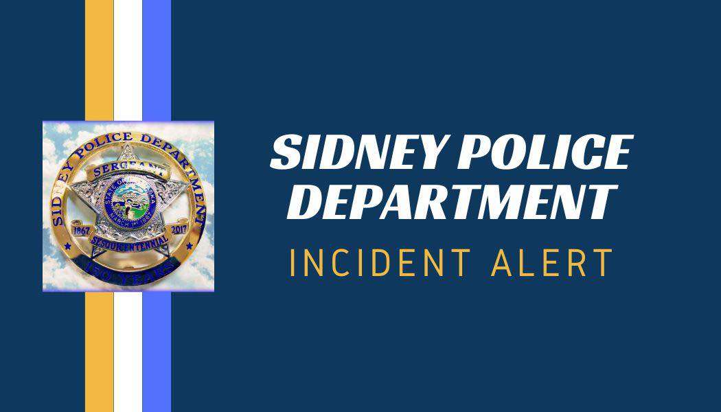 Sidney Police Department Incident Alert Sept. 2, 2025.