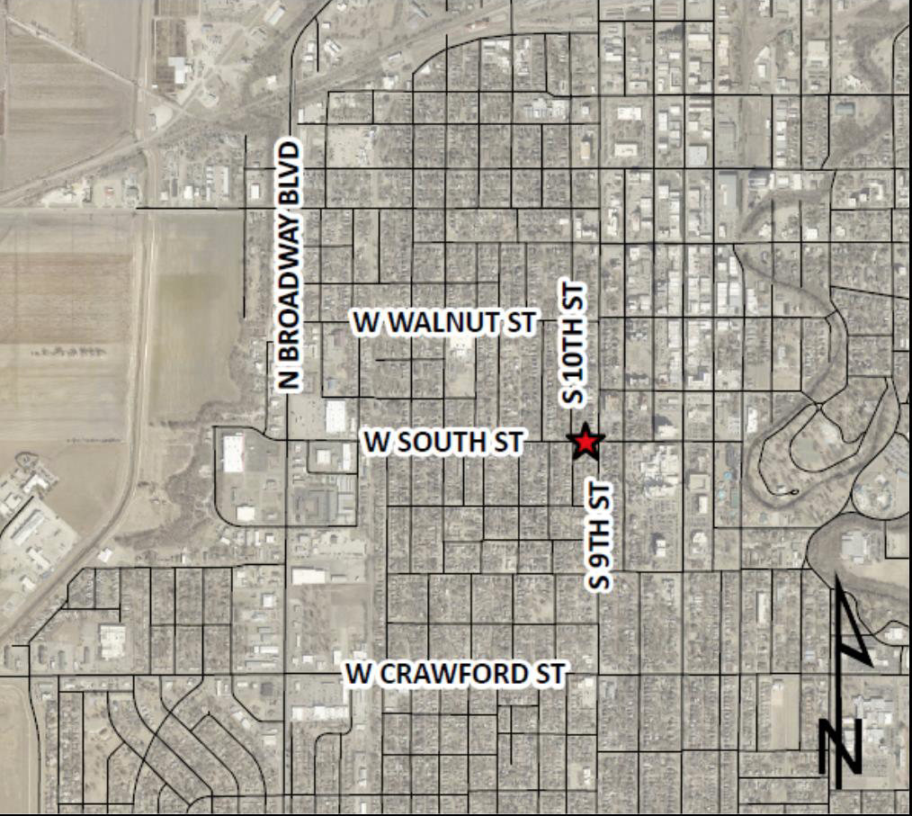 Beginning Thursday, September 4 W. South Street will be closed to traffic between S. 9th Street and S. 10th Street. Eastbound W. South Street traffic will be detoured north on S. 10th Street and then east on Walnut Street due to construction. Courtesy of City of Salina.