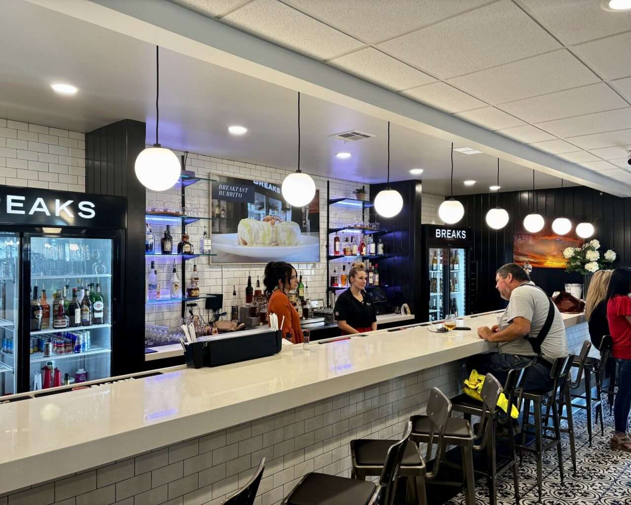 The bar counter of Breaks Eatery & Bar in Hays. Photo by Tony Guerrero/Hays Post
