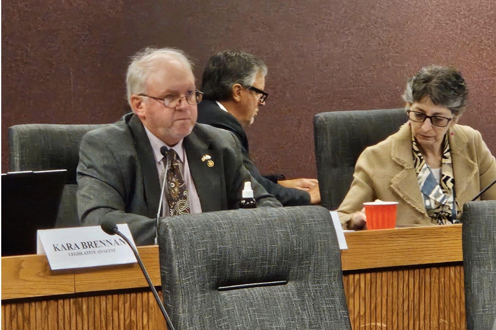 State Rep. Tim Taylor of Boonville, chairman of the Missouri House Special Interim Committee on Property Tax Reform, listens Wednesday during testimony at a public hearing (Rudi Keller/Missouri Independent).
