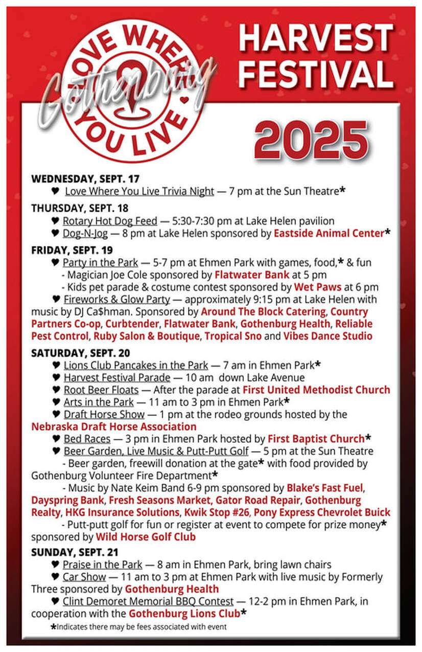 2025 Harvest Festival Schedule