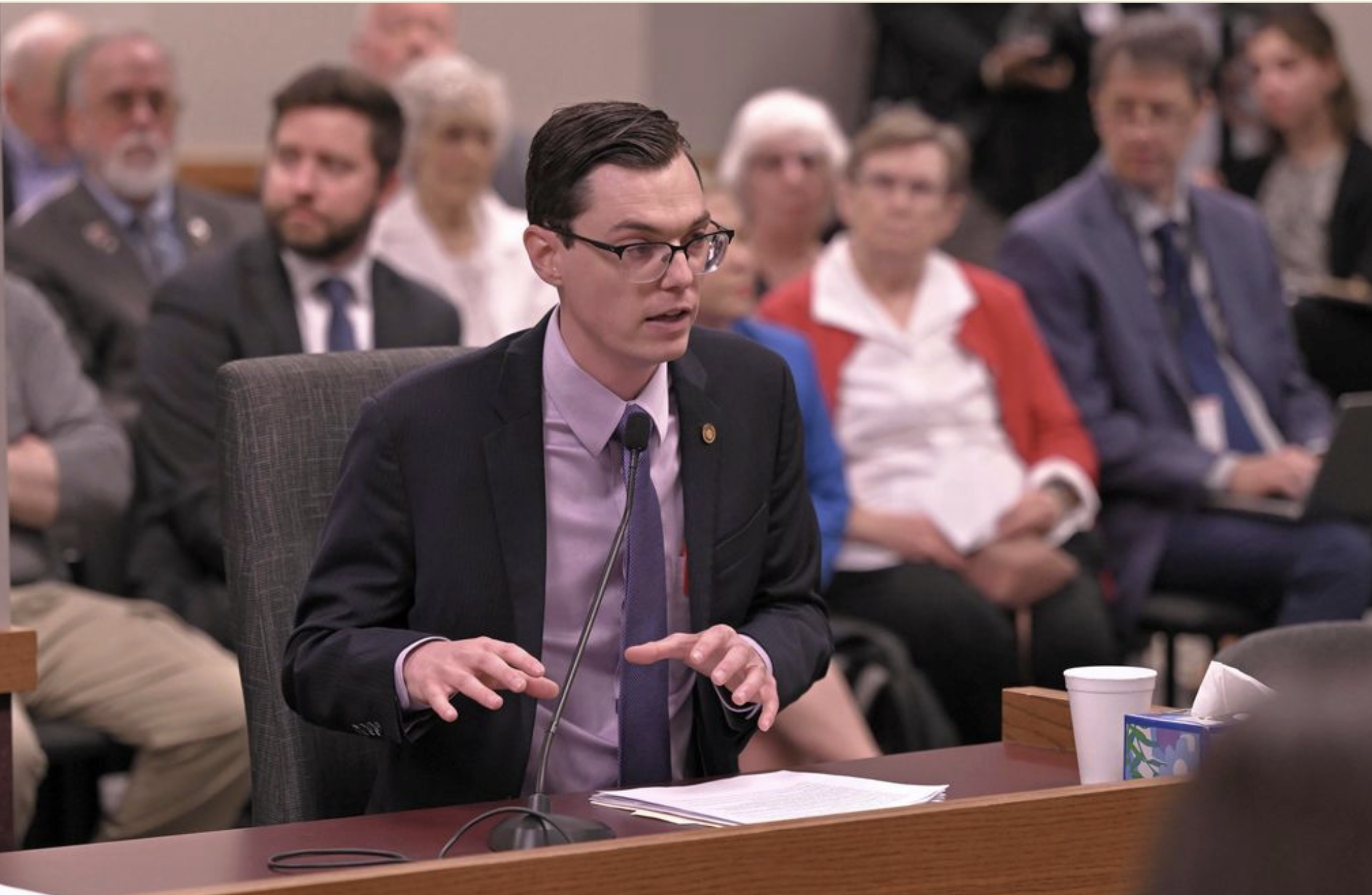 State Rep. Dirk Deaton, a Republican from Noel, presents legislation that would redraw Missouri’s congressional map to a House committee on Thursday (Tim Bommel/Missouri House Communications).